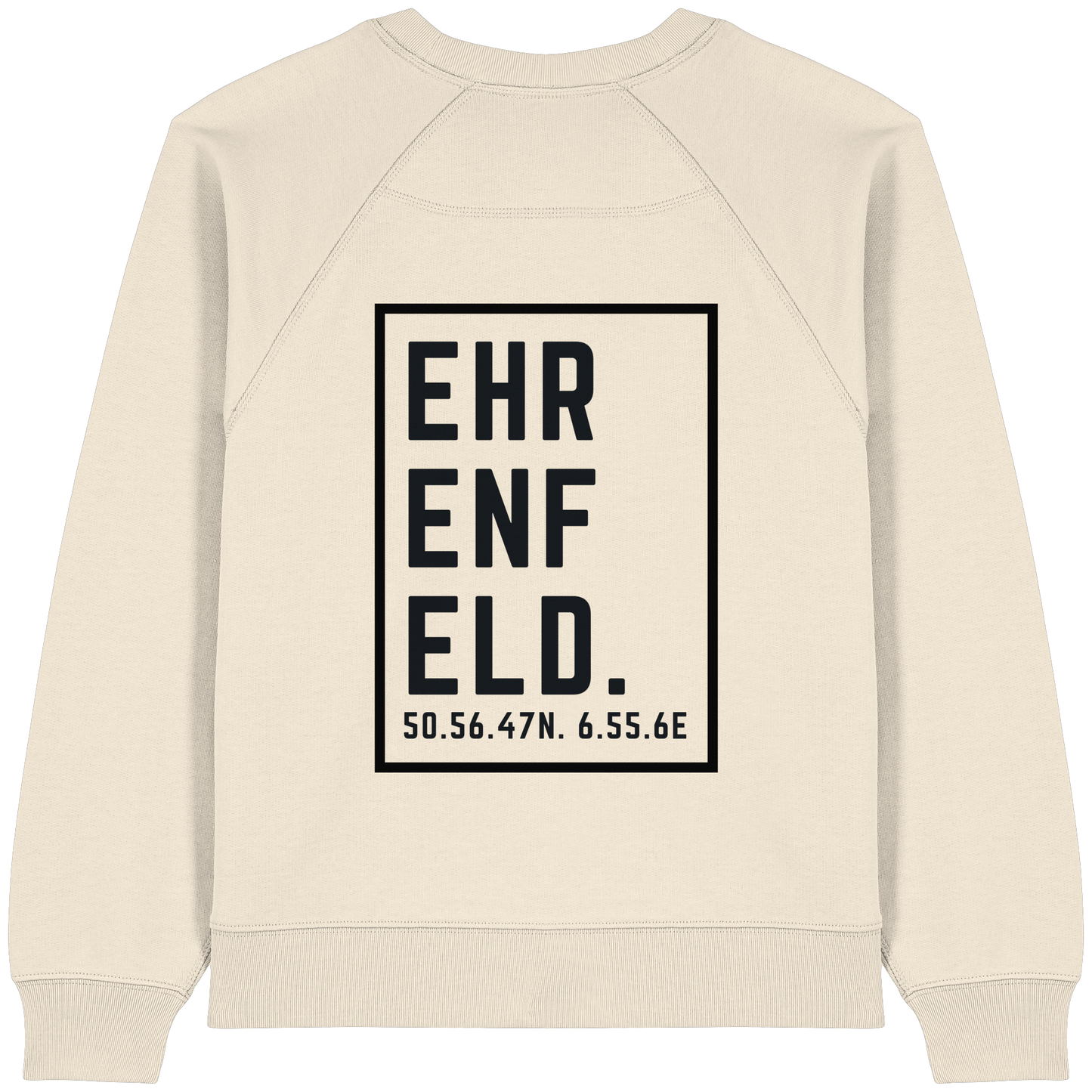 Ehrenfeld Koordinaten (großer Druck auf dem Rücken) - Womens Organic Raglan Sweatshirt