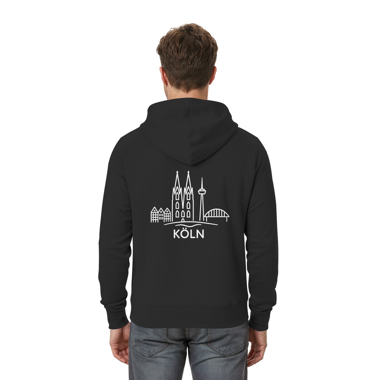 Köln Skyline (großer Druck auf dem Rücken) - Zipper