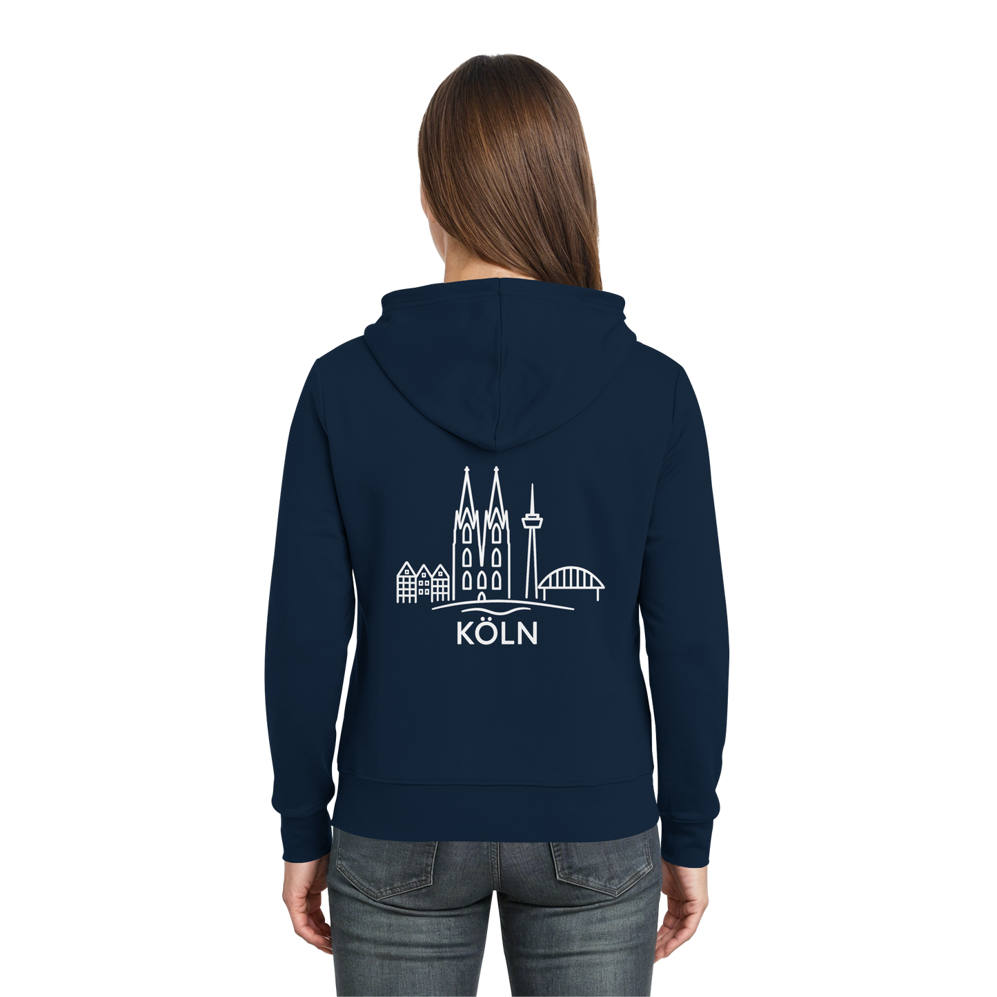 Köln Skyline (großer Druck auf dem Rücken) - Zipper