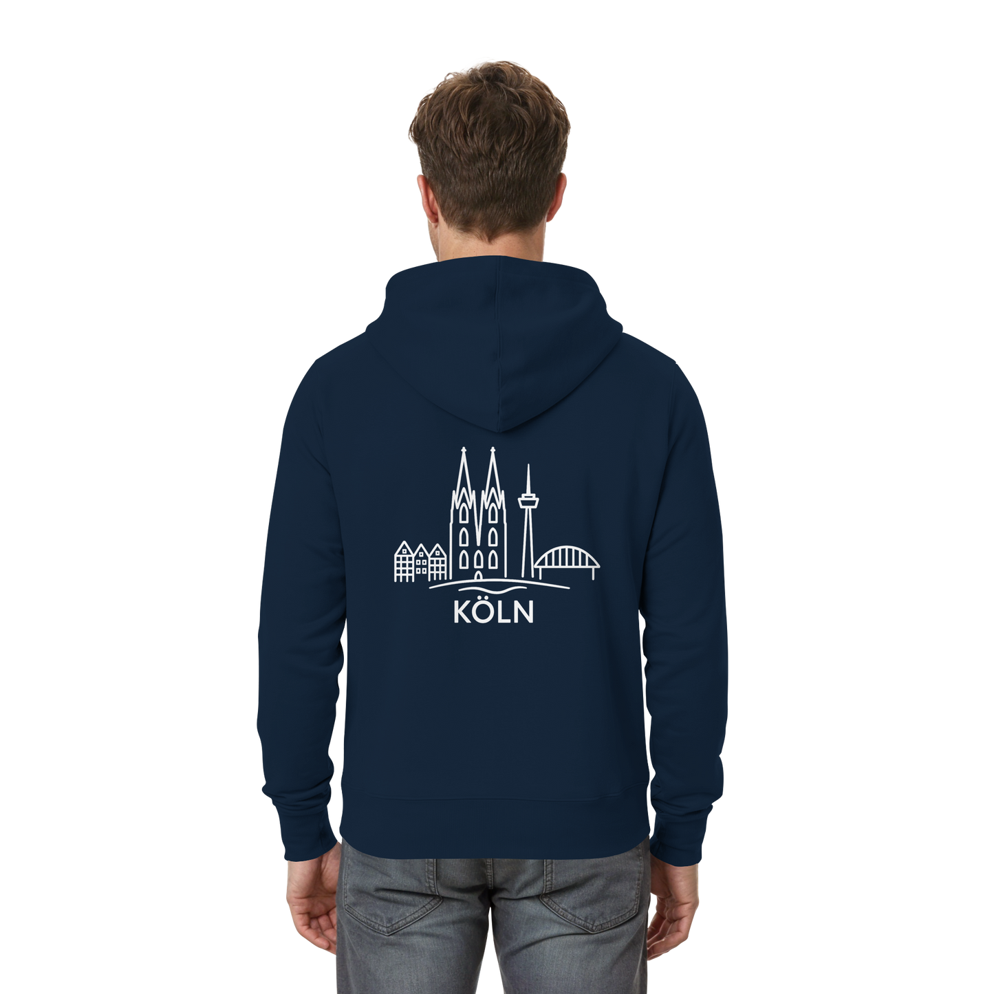 Köln Skyline (großer Druck auf dem Rücken) - Zipper