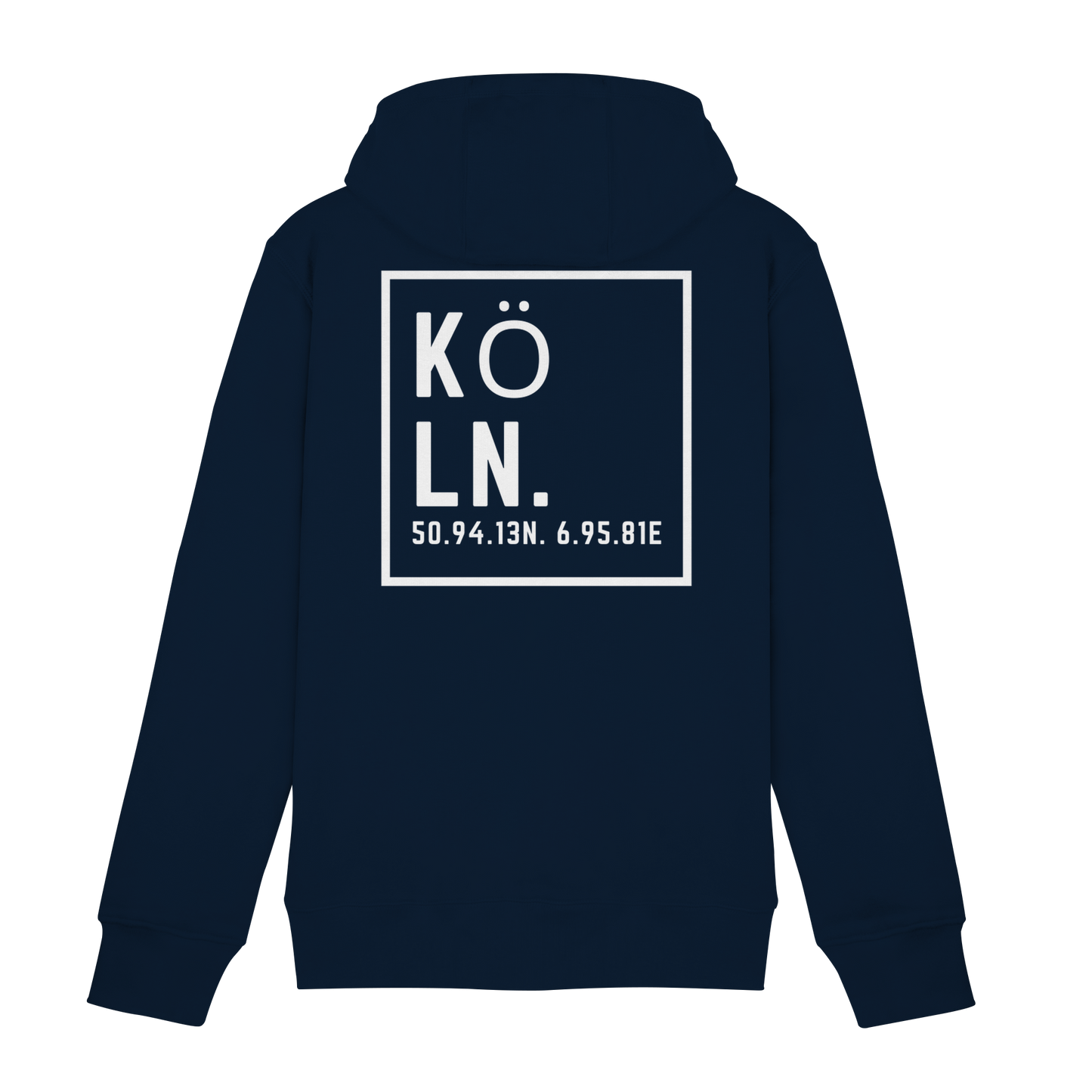 Köln Koordinaten (großer Druck auf dem Rücken) - Zipper