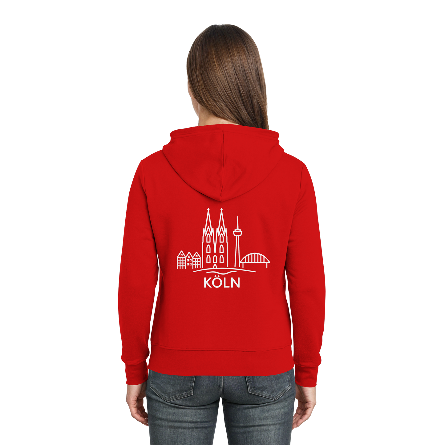 Köln Skyline (großer Druck auf dem Rücken) - Zipper