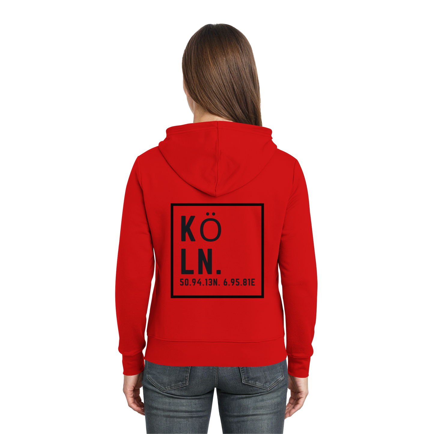 Köln Koordinaten (großer Druck auf dem Rücken) - Zipper