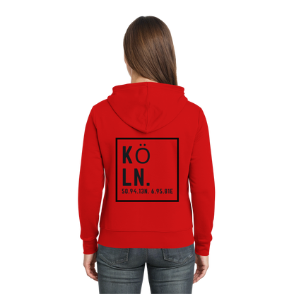 Köln Koordinaten (großer Druck auf dem Rücken) - Zipper