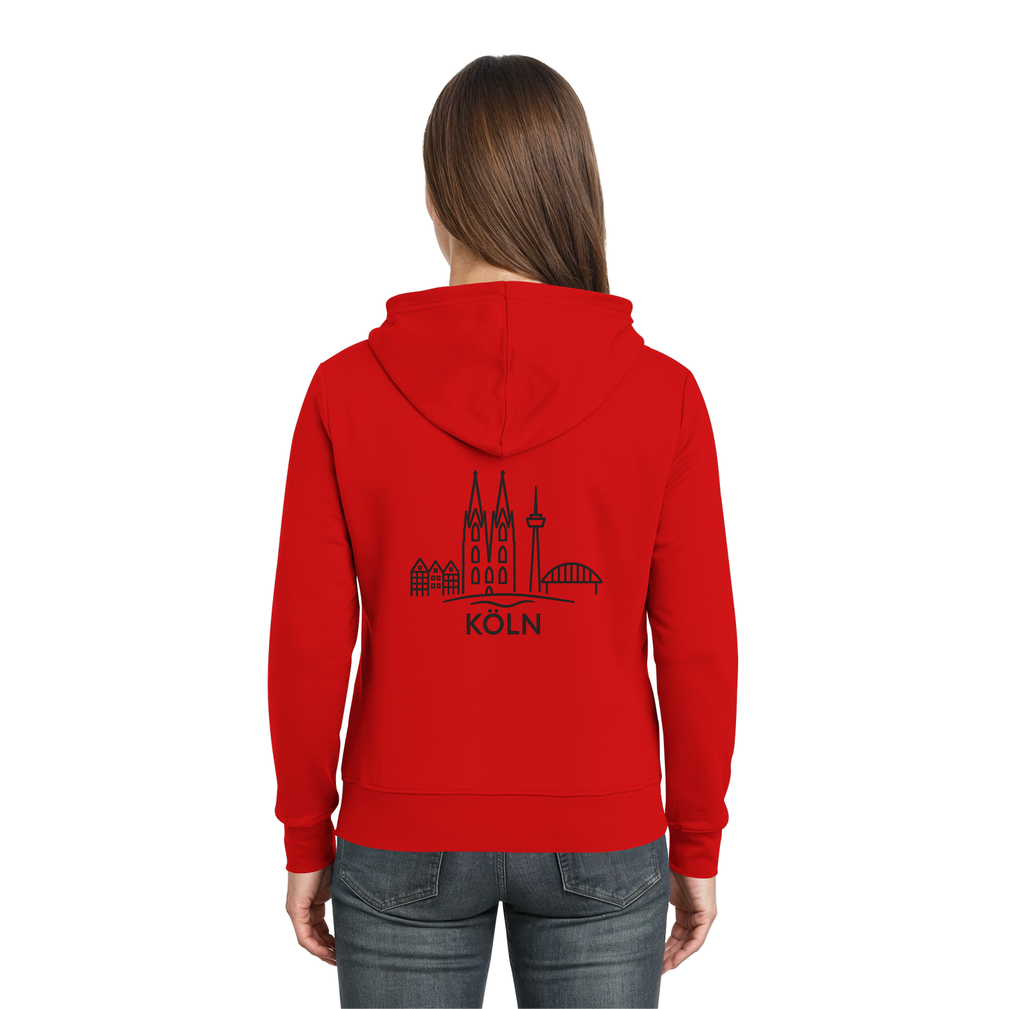 Köln Skyline (großer Druck auf dem Rücken) - Zipper