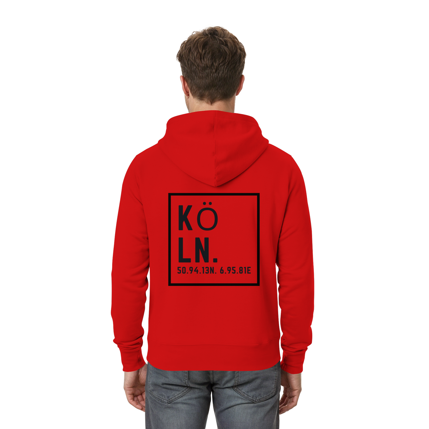 Köln Koordinaten (großer Druck auf dem Rücken) - Zipper