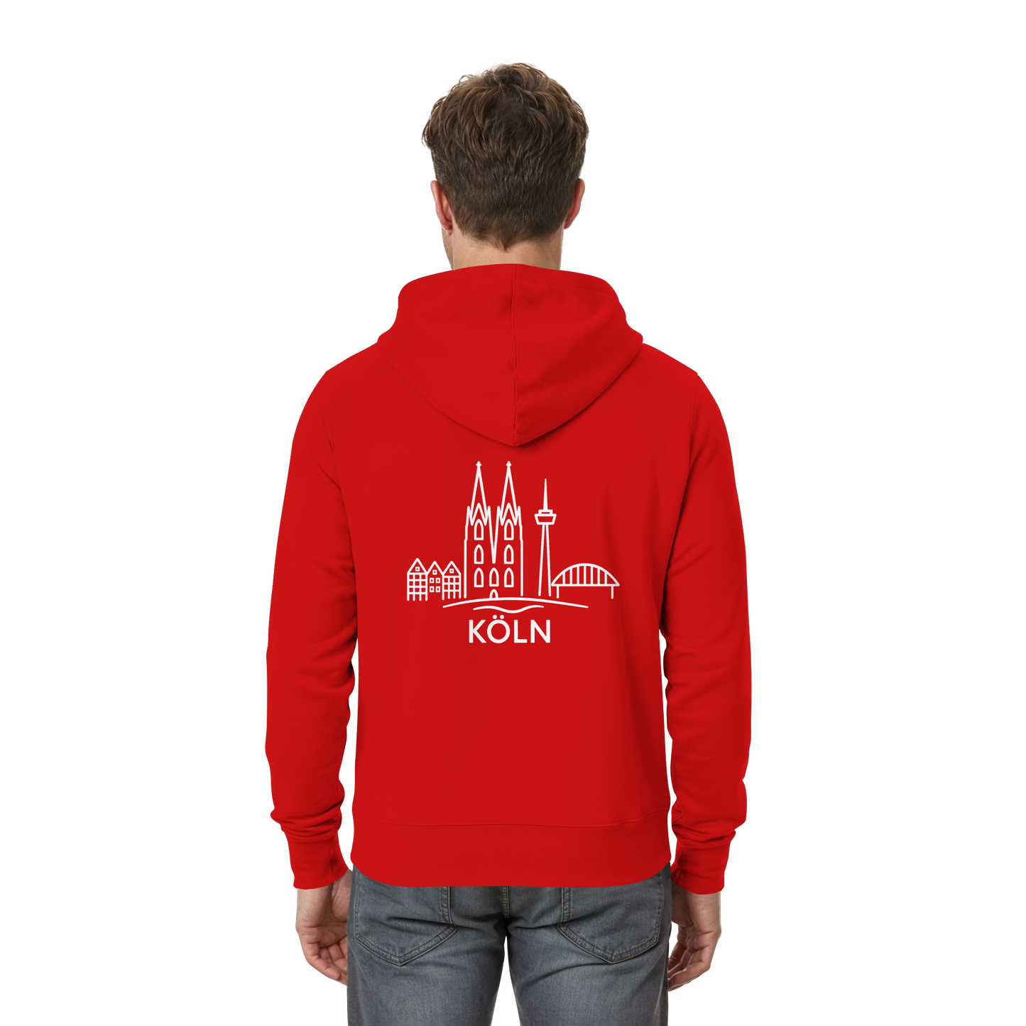 Köln Skyline (großer Druck auf dem Rücken) - Zipper