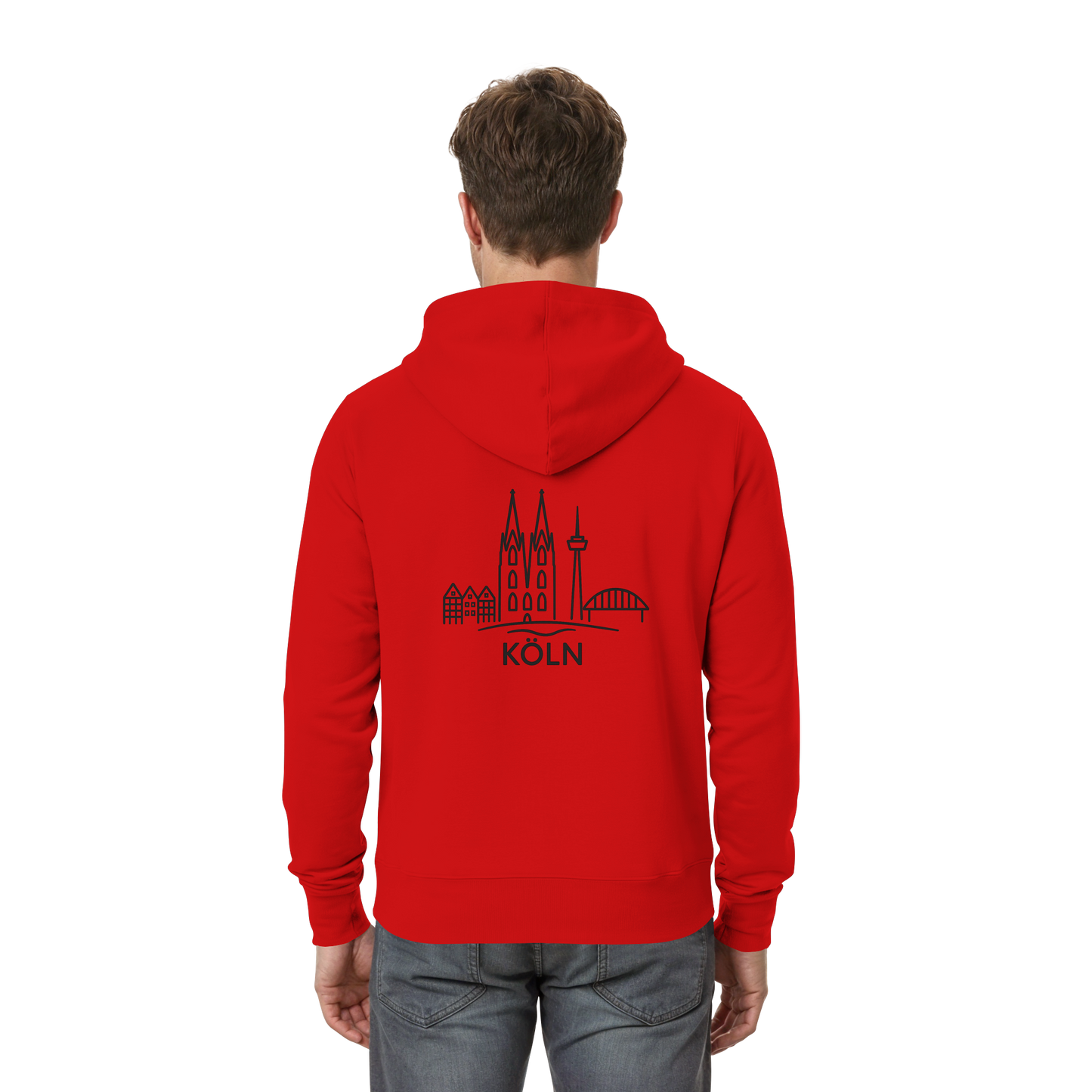 Köln Skyline (großer Druck auf dem Rücken) - Zipper