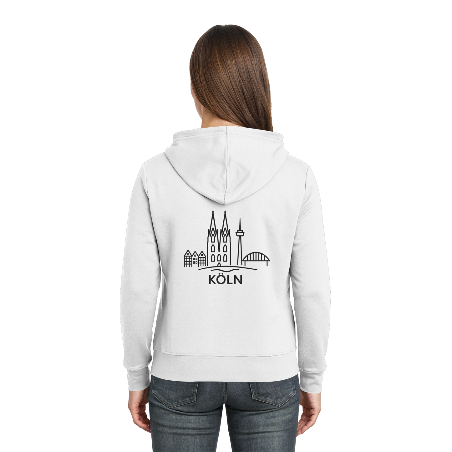 Köln Skyline (großer Druck auf dem Rücken) - Zipper