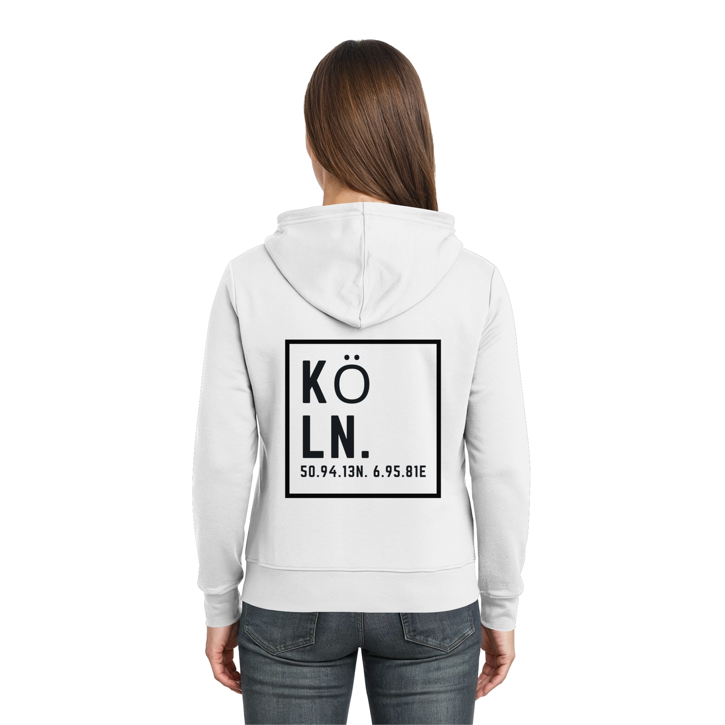 Köln Koordinaten (großer Druck auf dem Rücken) - Zipper