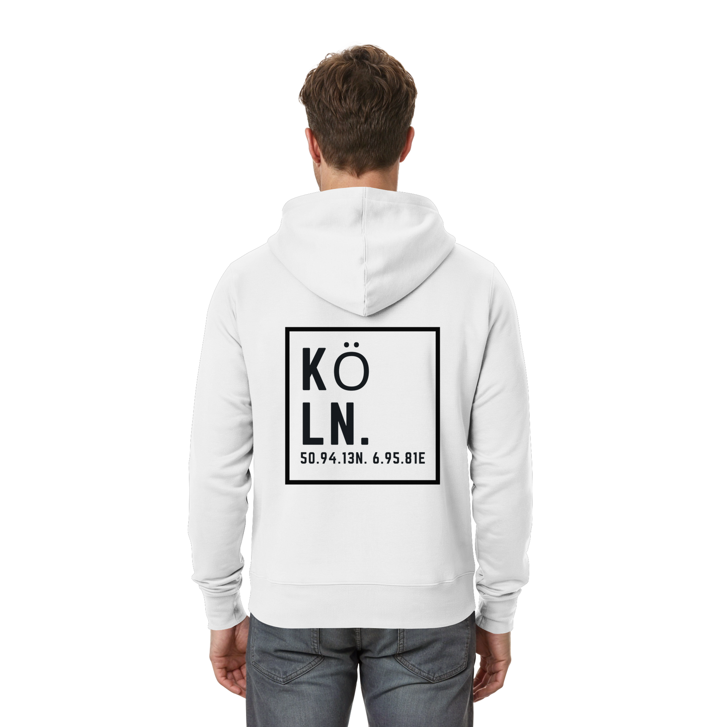 Köln Koordinaten (großer Druck auf dem Rücken) - Zipper