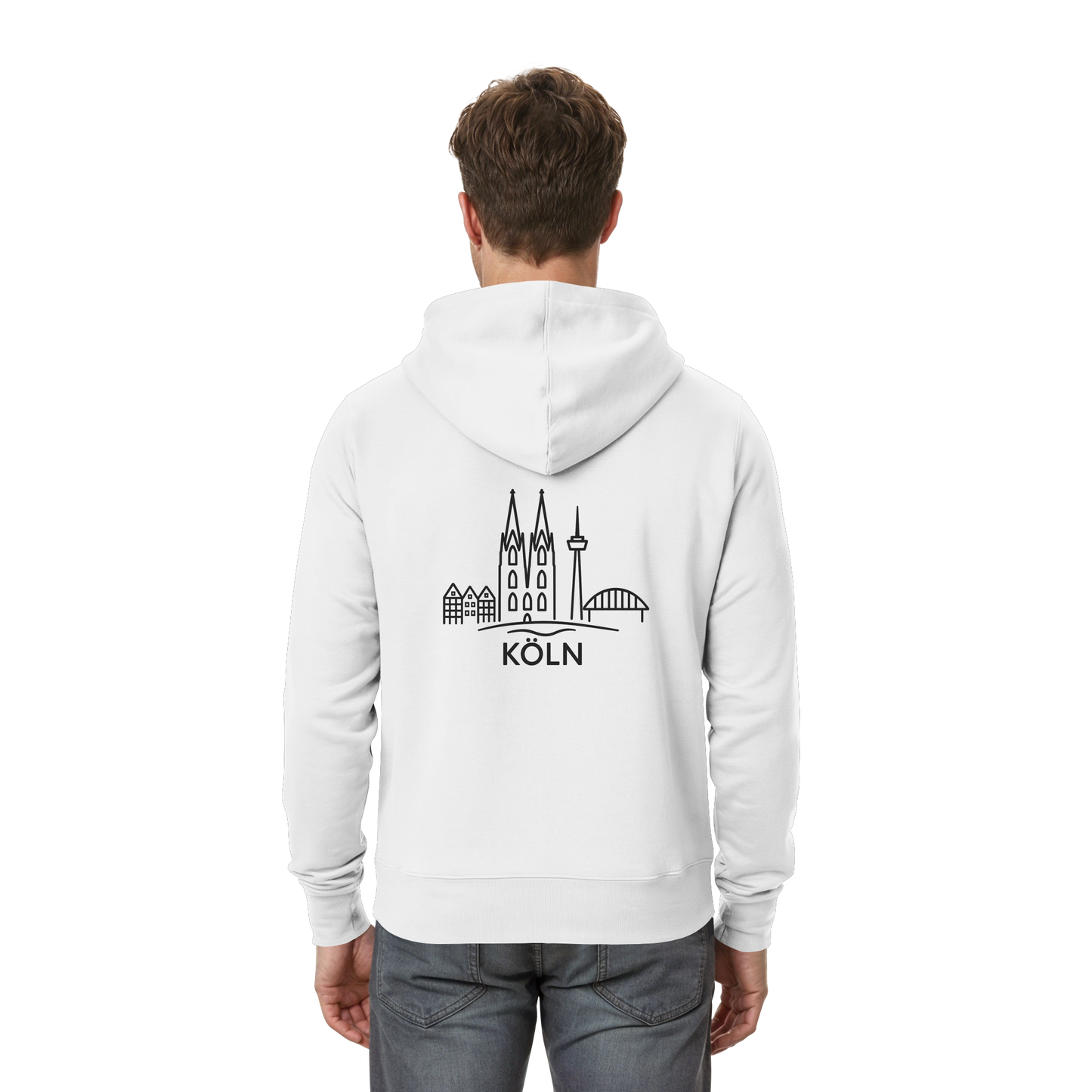 Köln Skyline (großer Druck auf dem Rücken) - Zipper