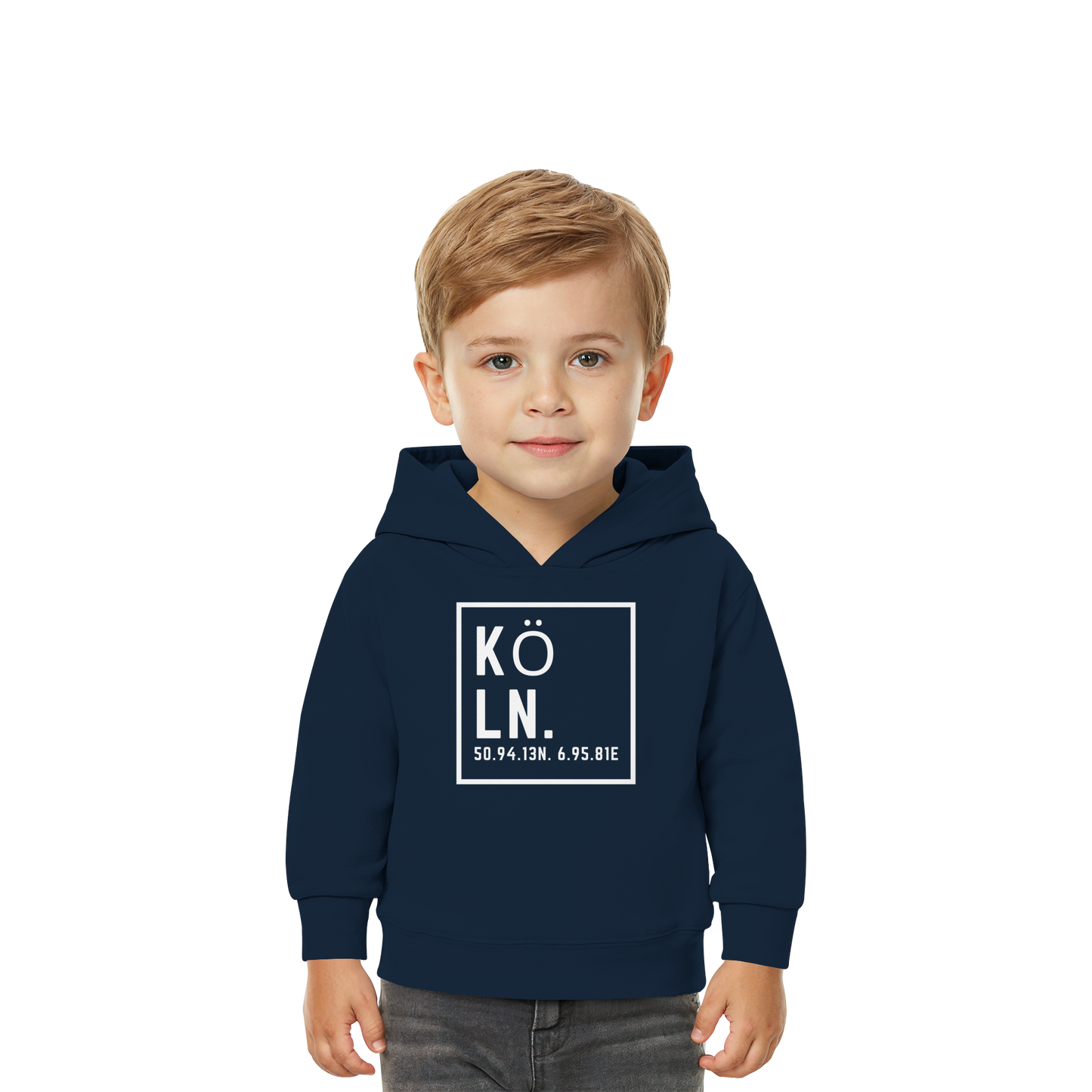 Köln Koordinaten (großer Druck auf der Brust) - Baby Organic Hoodie