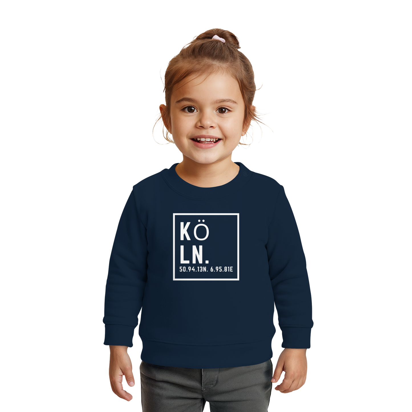 Köln Koordinaten (großer Druck auf der Brust) - Baby Organic Sweatshirt