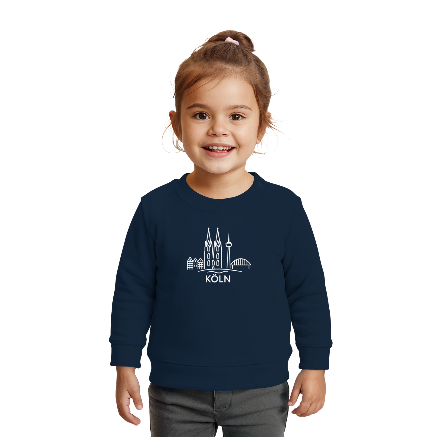 Köln Skyline (großer Druck auf der Brust) - Baby Organic Sweatshirt