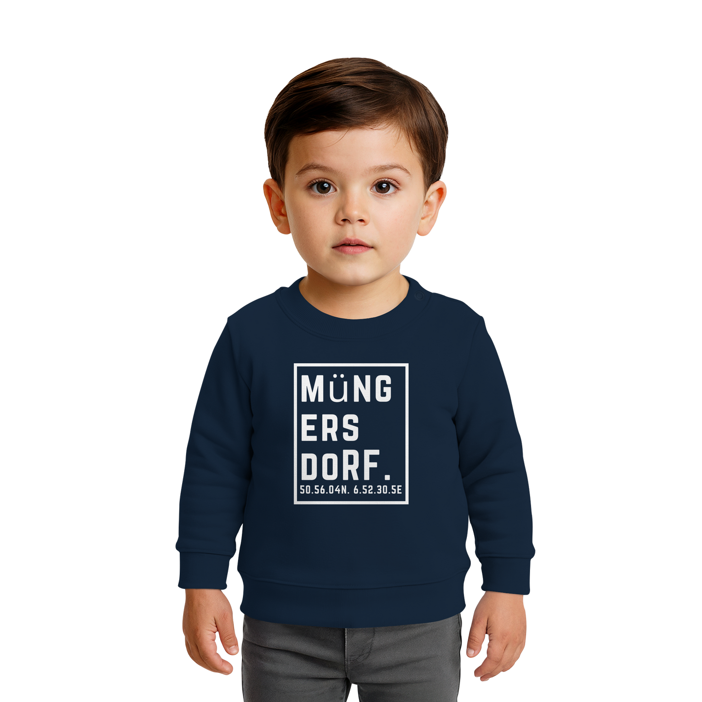 Müngersdorf Koordinaten (großer Druck auf der Brust) - Baby Organic Sweatshirt