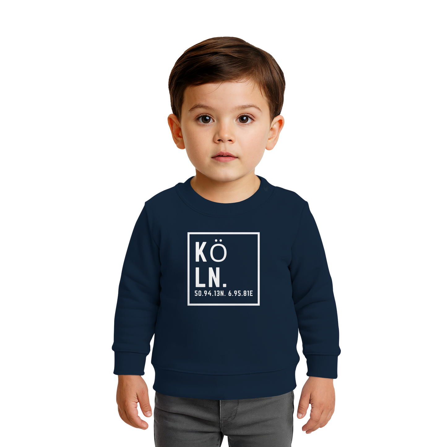Köln Koordinaten (großer Druck auf der Brust) - Baby Organic Sweatshirt