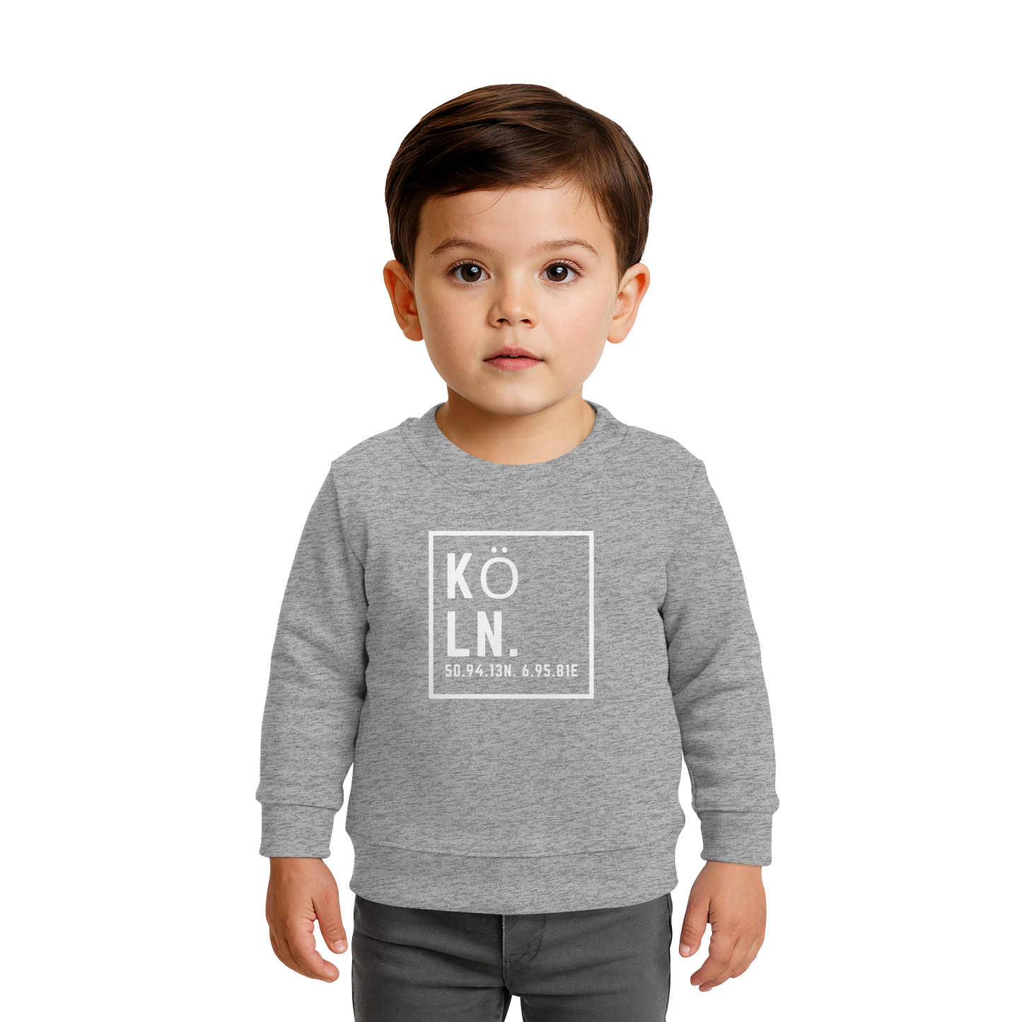 Köln Koordinaten (großer Druck auf der Brust) - Baby Organic Sweatshirt