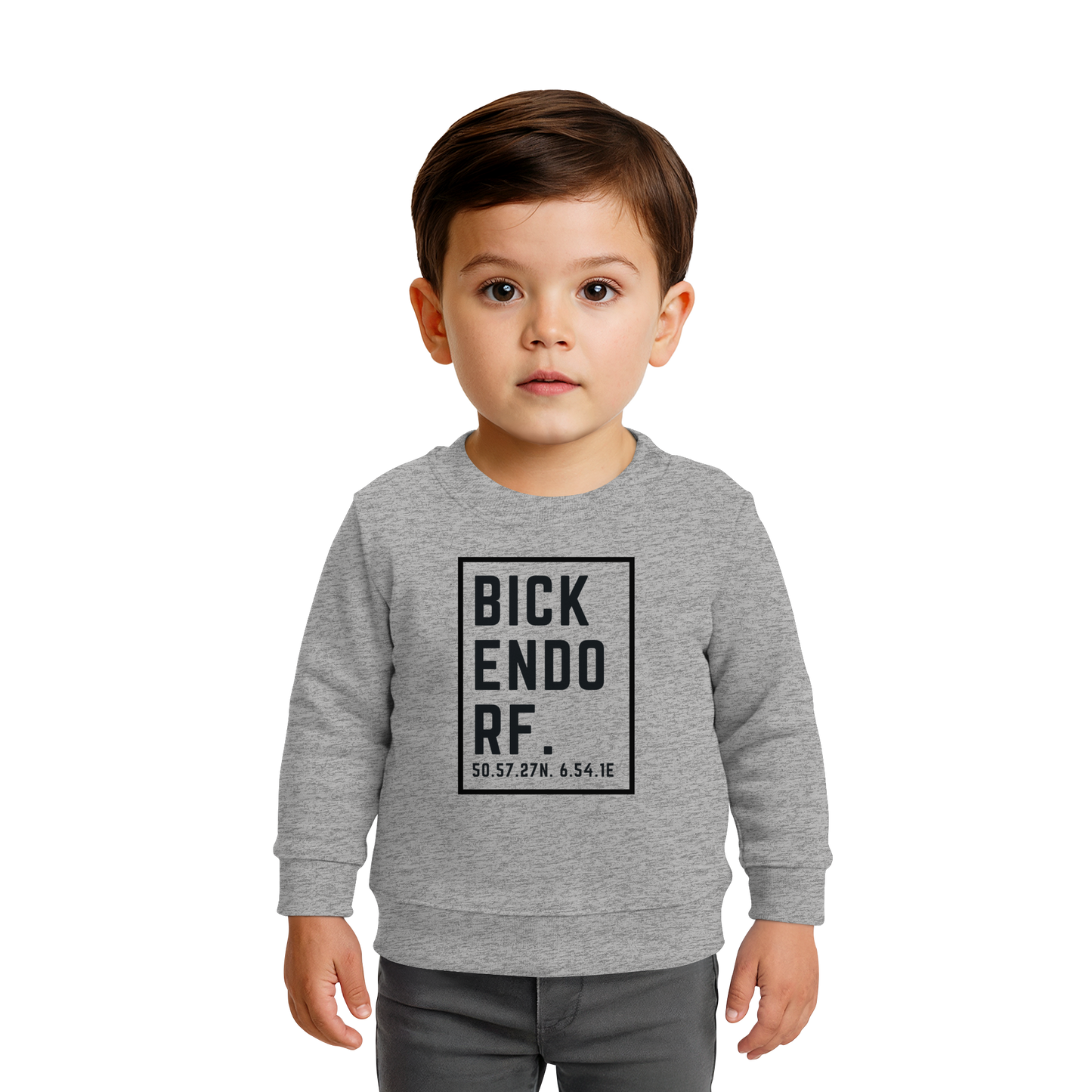 Bickendorf Koordinaten (großer Druck auf der Brust) - Baby Organic Sweatshirt