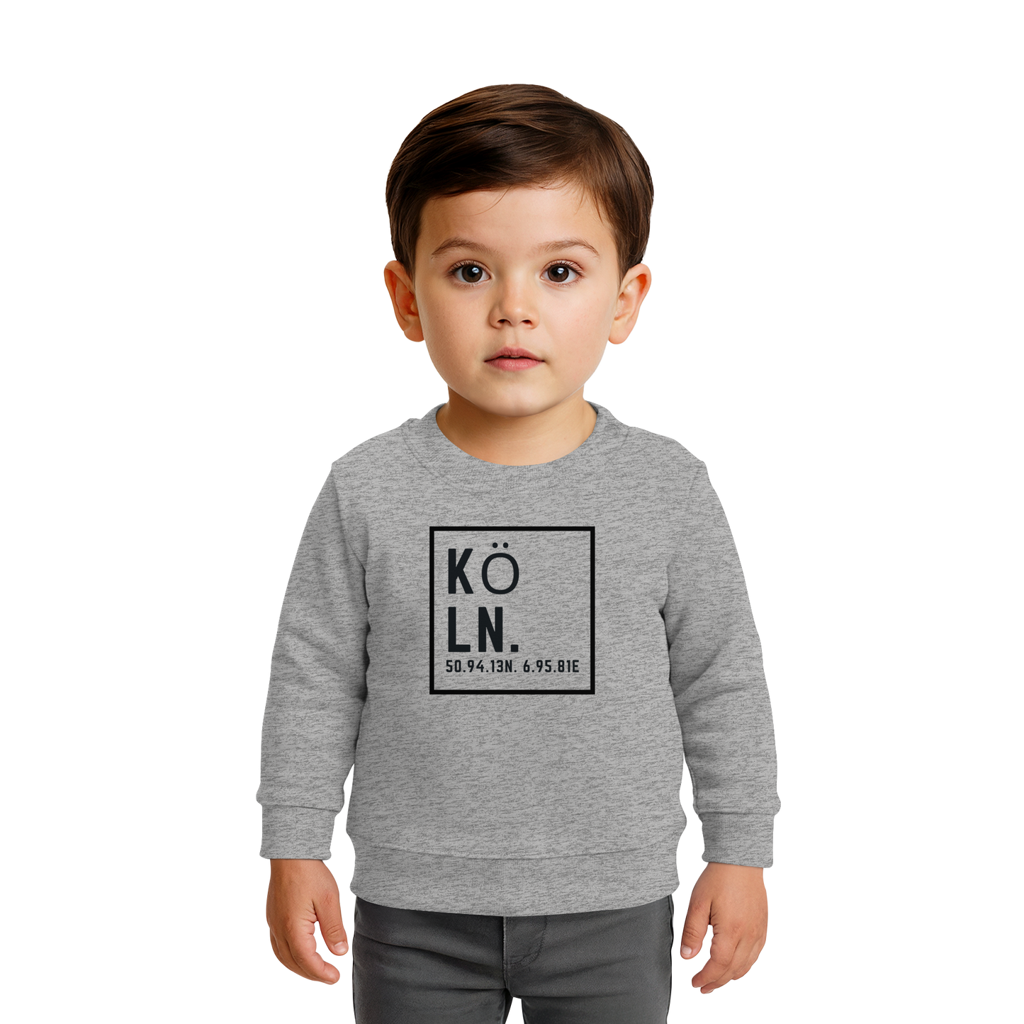 Köln Koordinaten (großer Druck auf der Brust) - Baby Organic Sweatshirt