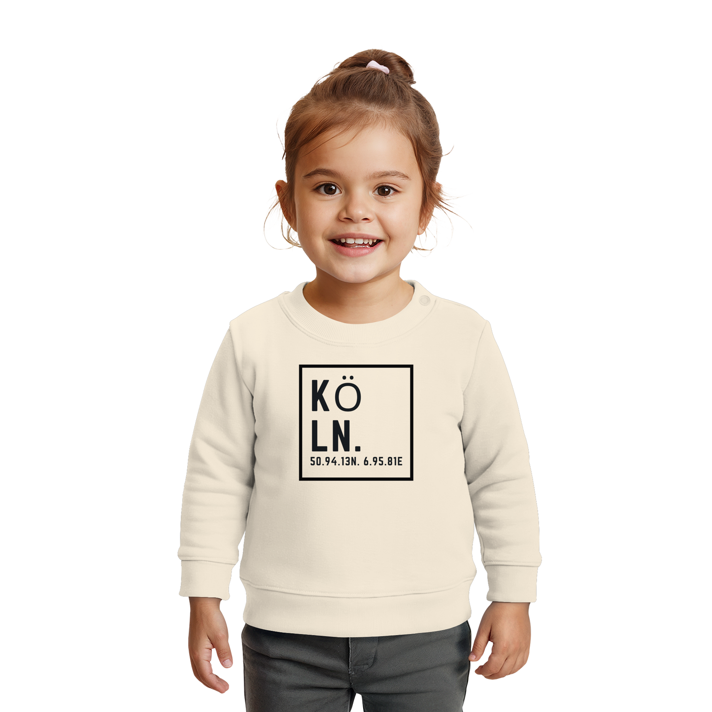 Köln Koordinaten (großer Druck auf der Brust) - Baby Organic Sweatshirt