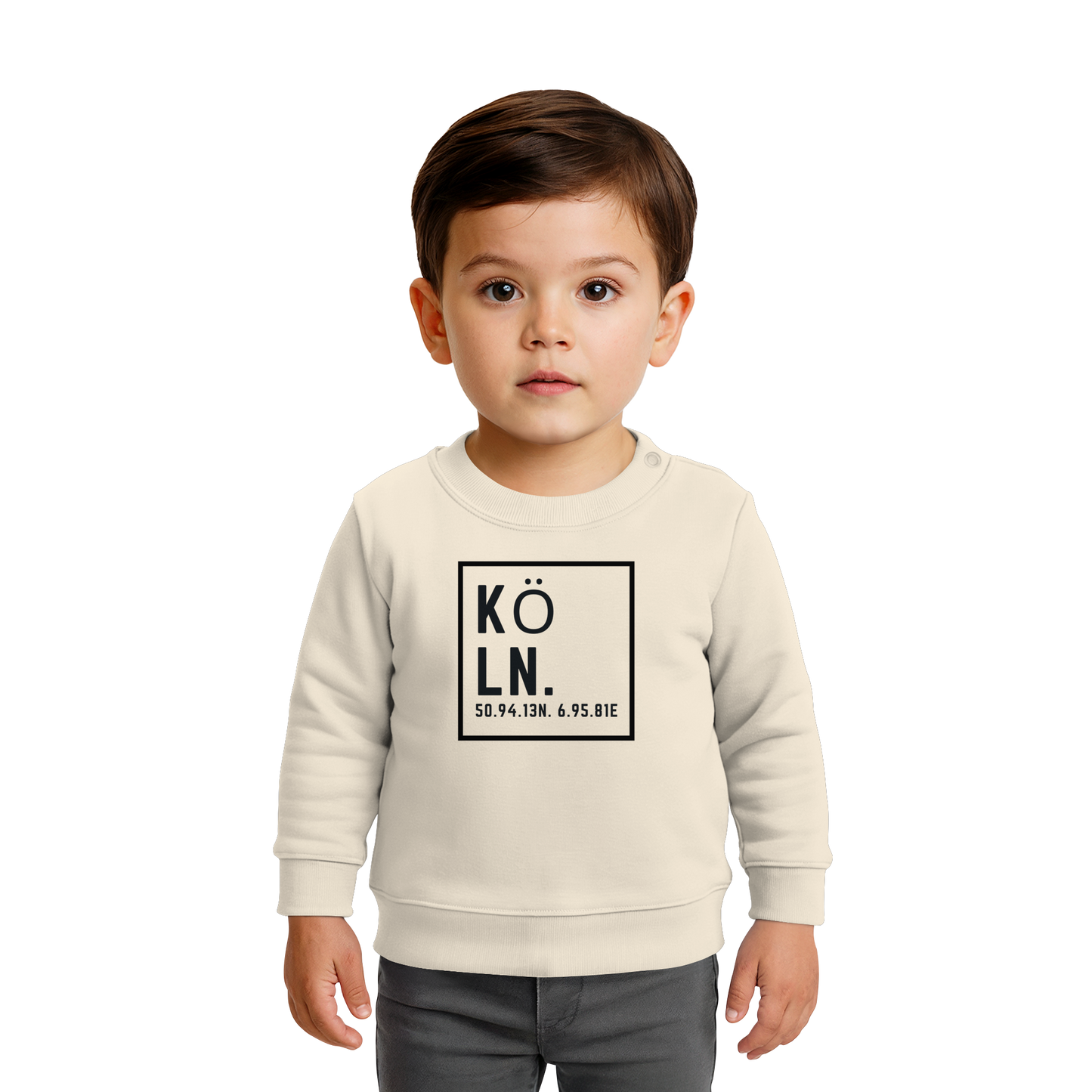 Köln Koordinaten (großer Druck auf der Brust) - Baby Organic Sweatshirt