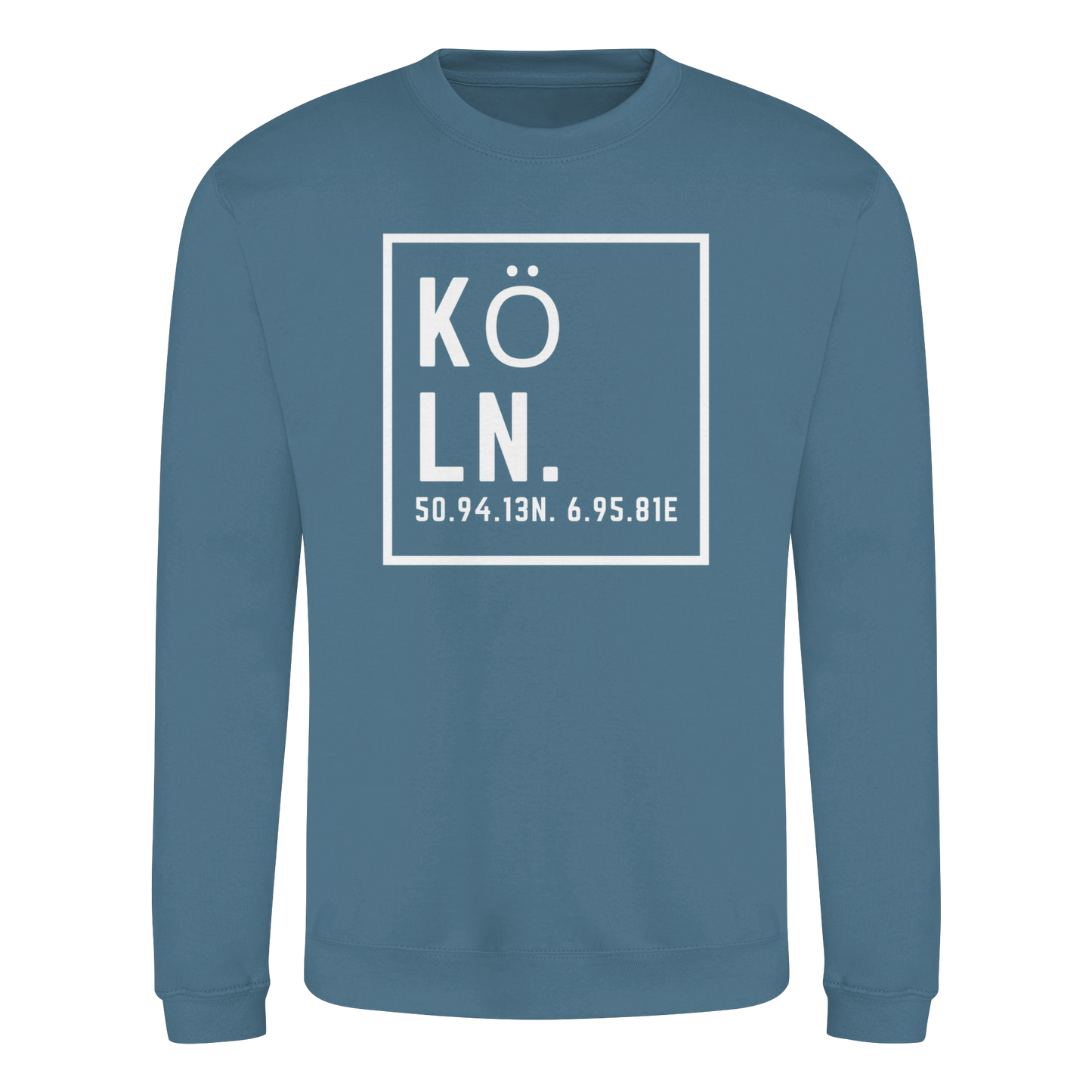 Köln Koordinaten (großer Druck auf der Brust) - Basic Sweatshirt