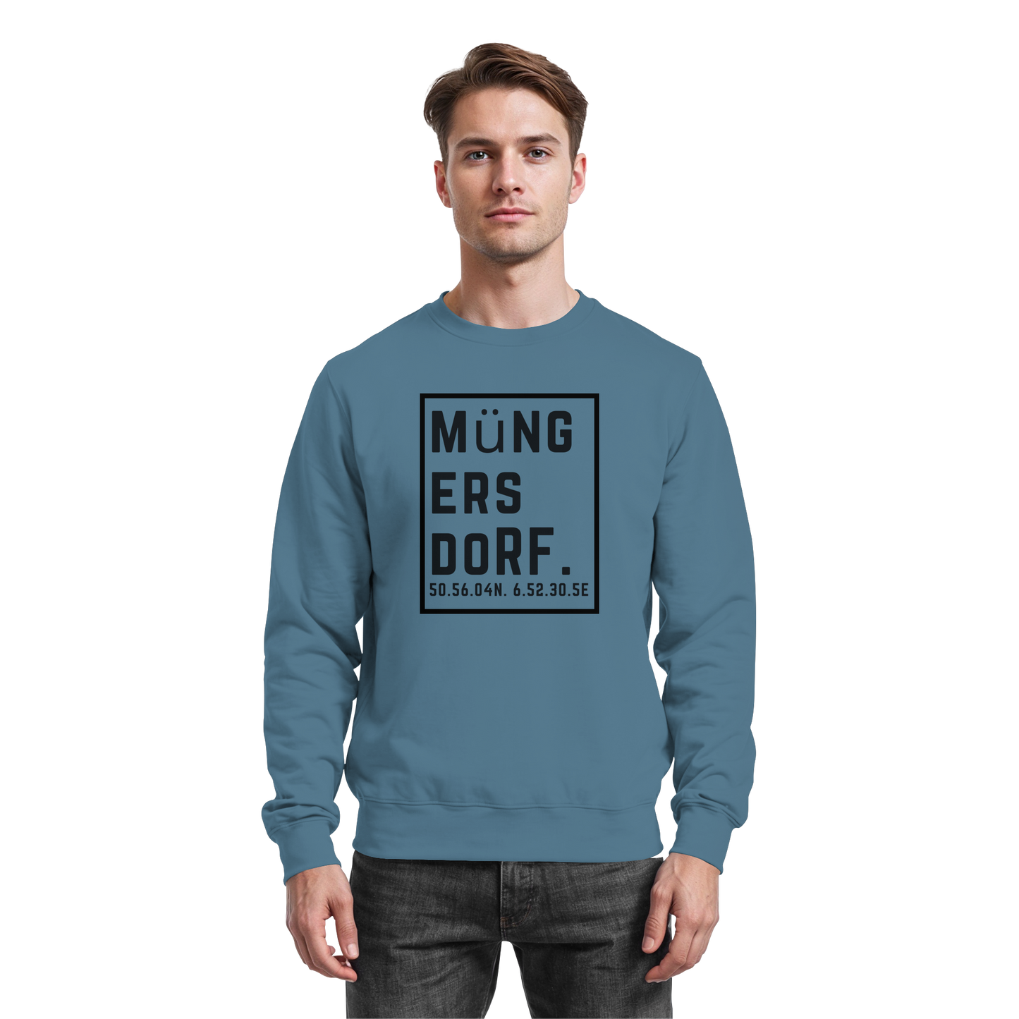 Müngersdorf Koordinaten (großer Druck auf der Brust) - Basic Sweatshirt