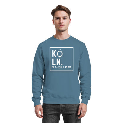 Köln Koordinaten (großer Druck auf der Brust) - Basic Sweatshirt