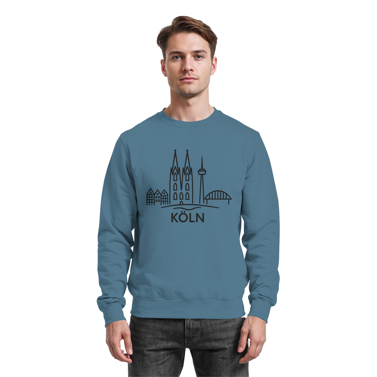Köln Skyline (großer Druck auf der Brust) - Basic Sweatshirt