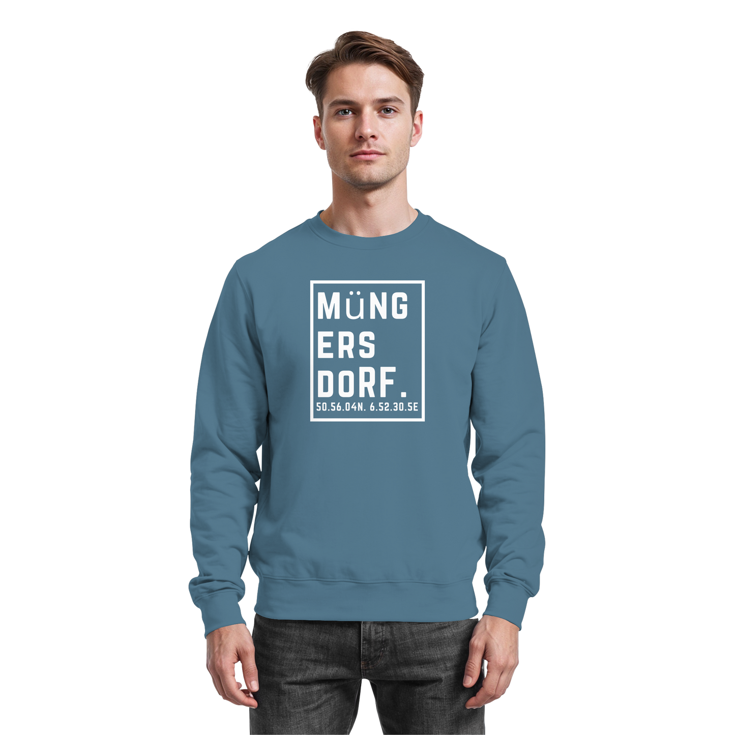 Müngersdorf Koordinaten (großer Druck auf der Brust) - Basic Sweatshirt