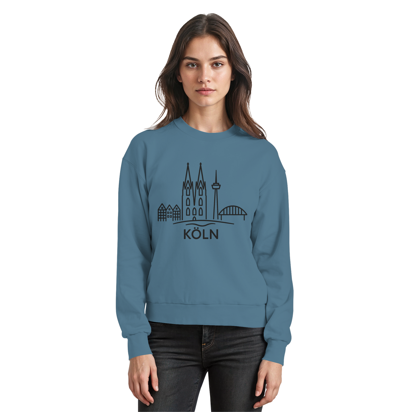 Köln Skyline (großer Druck auf der Brust) - Basic Sweatshirt