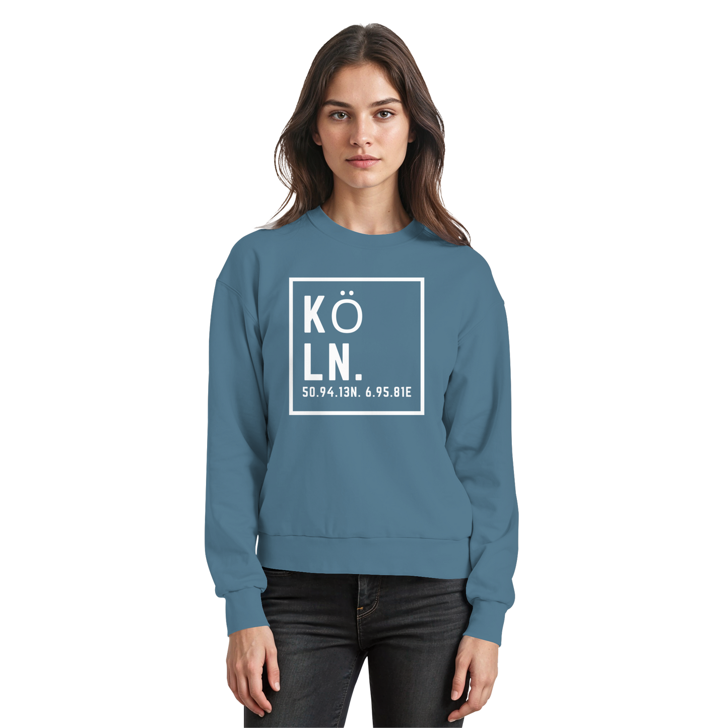 Köln Koordinaten (großer Druck auf der Brust) - Basic Sweatshirt