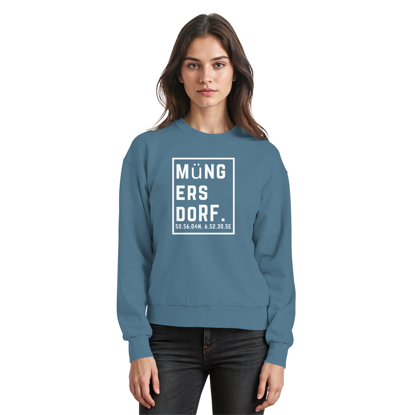Müngersdorf Koordinaten (großer Druck auf der Brust) - Basic Sweatshirt