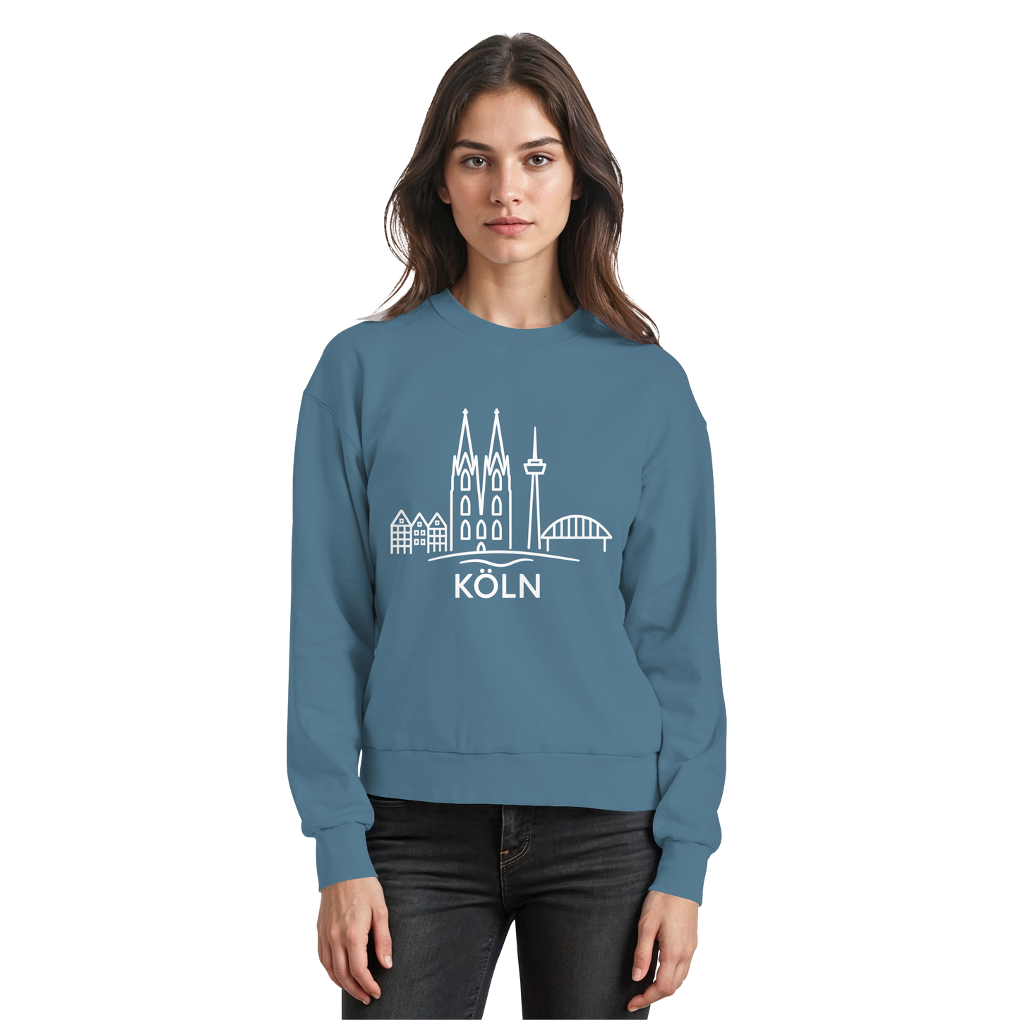Köln Skyline (großer Druck auf der Brust) - Basic Sweatshirt