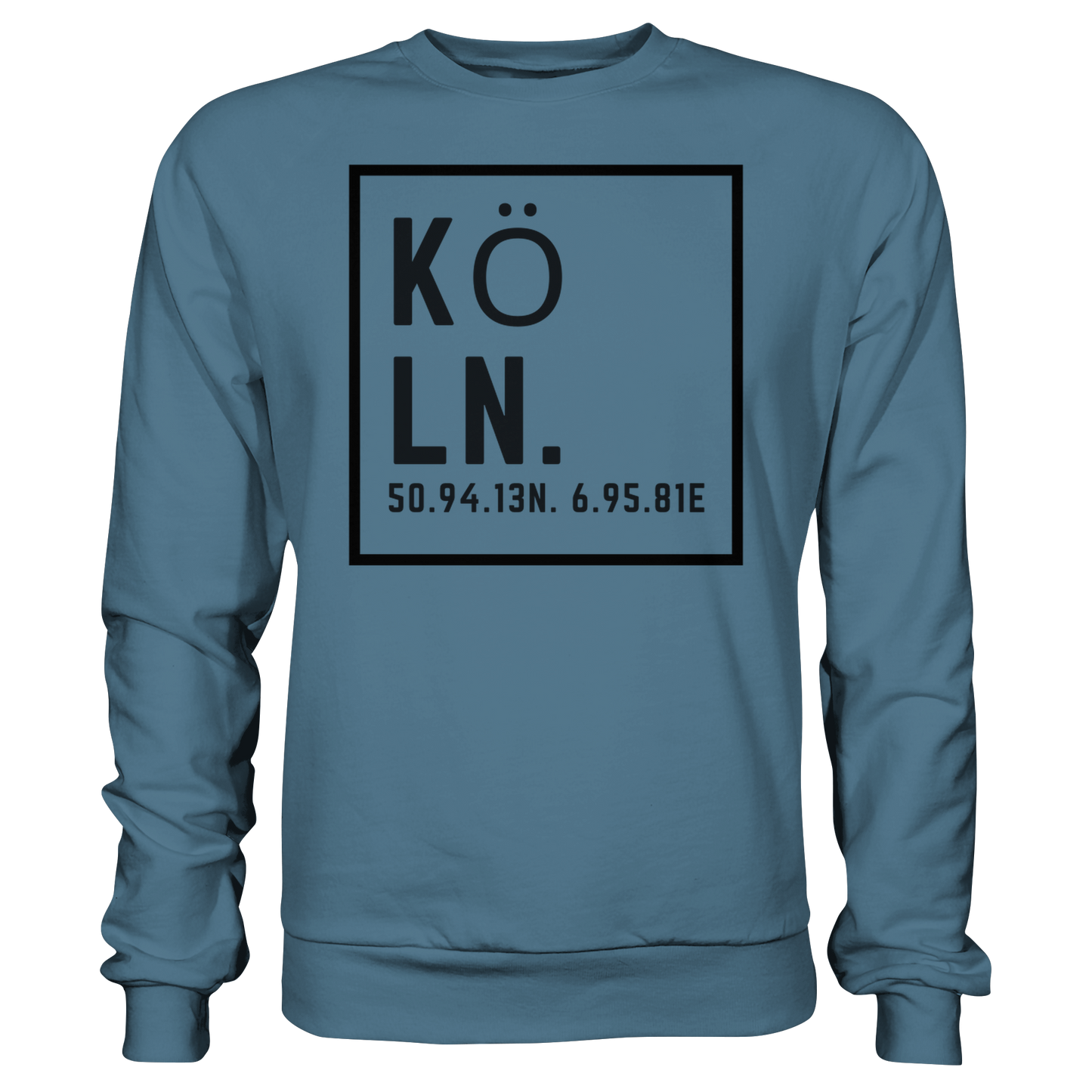 Köln Koordinaten (großer Druck auf der Brust) - Basic Sweatshirt