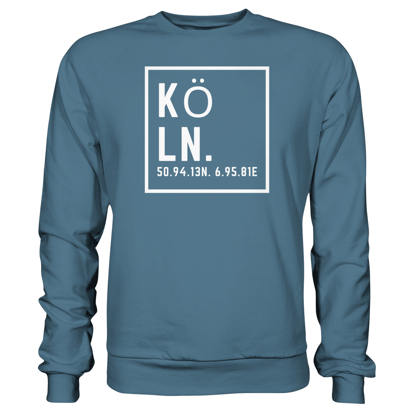 Köln Koordinaten (großer Druck auf der Brust) - Basic Sweatshirt