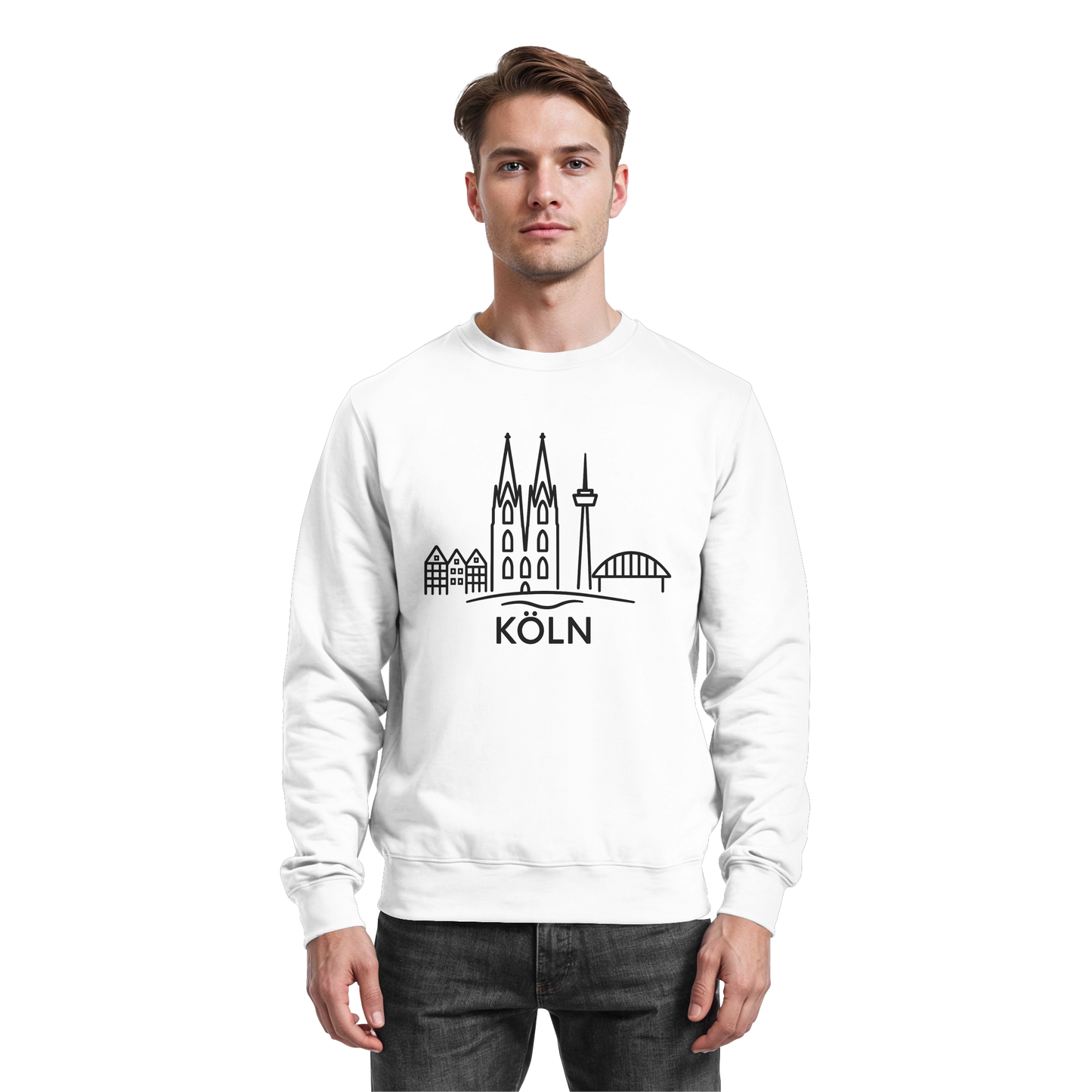 Köln Skyline (großer Druck auf der Brust) - Basic Sweatshirt
