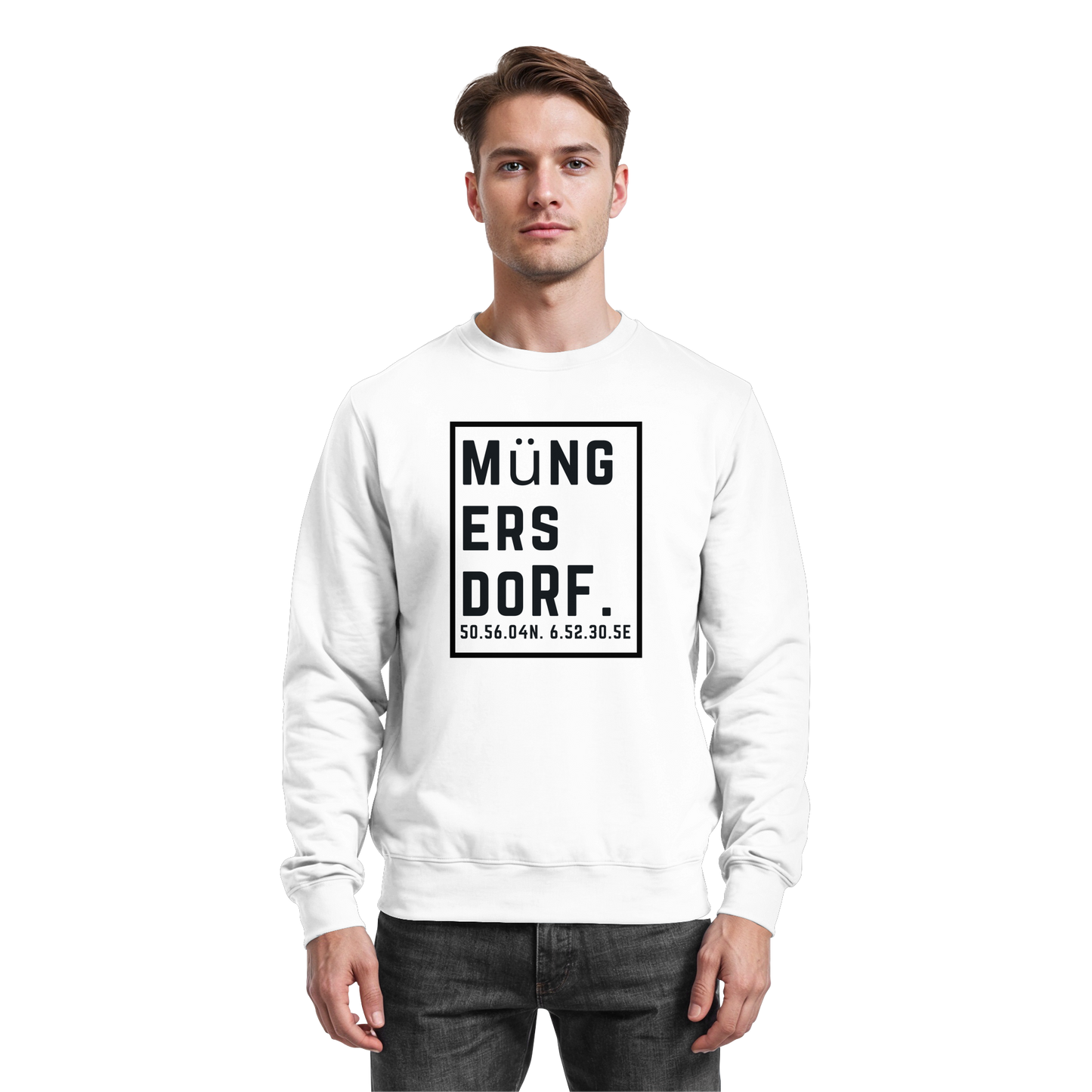 Müngersdorf Koordinaten (großer Druck auf der Brust) - Basic Sweatshirt