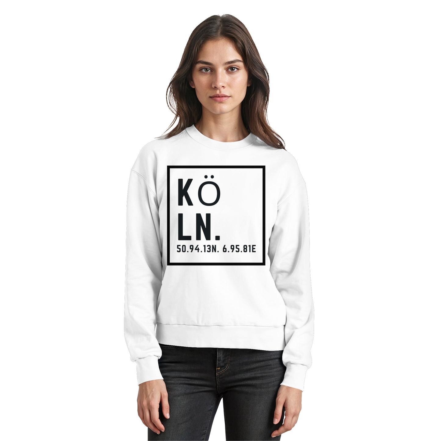 Köln Koordinaten (großer Druck auf der Brust) - Basic Sweatshirt
