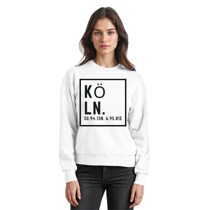 Köln Koordinaten (großer Druck auf der Brust) - Basic Sweatshirt