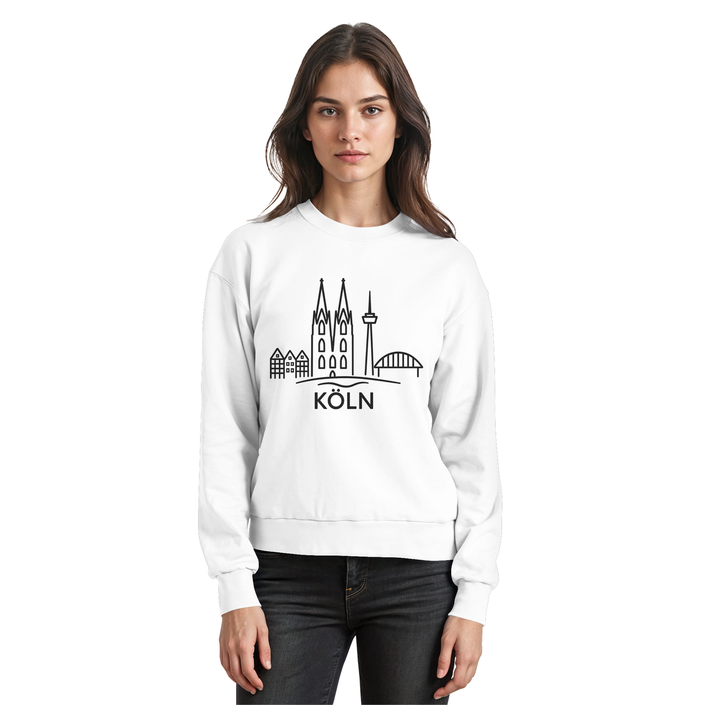 Köln Skyline (großer Druck auf der Brust) - Basic Sweatshirt