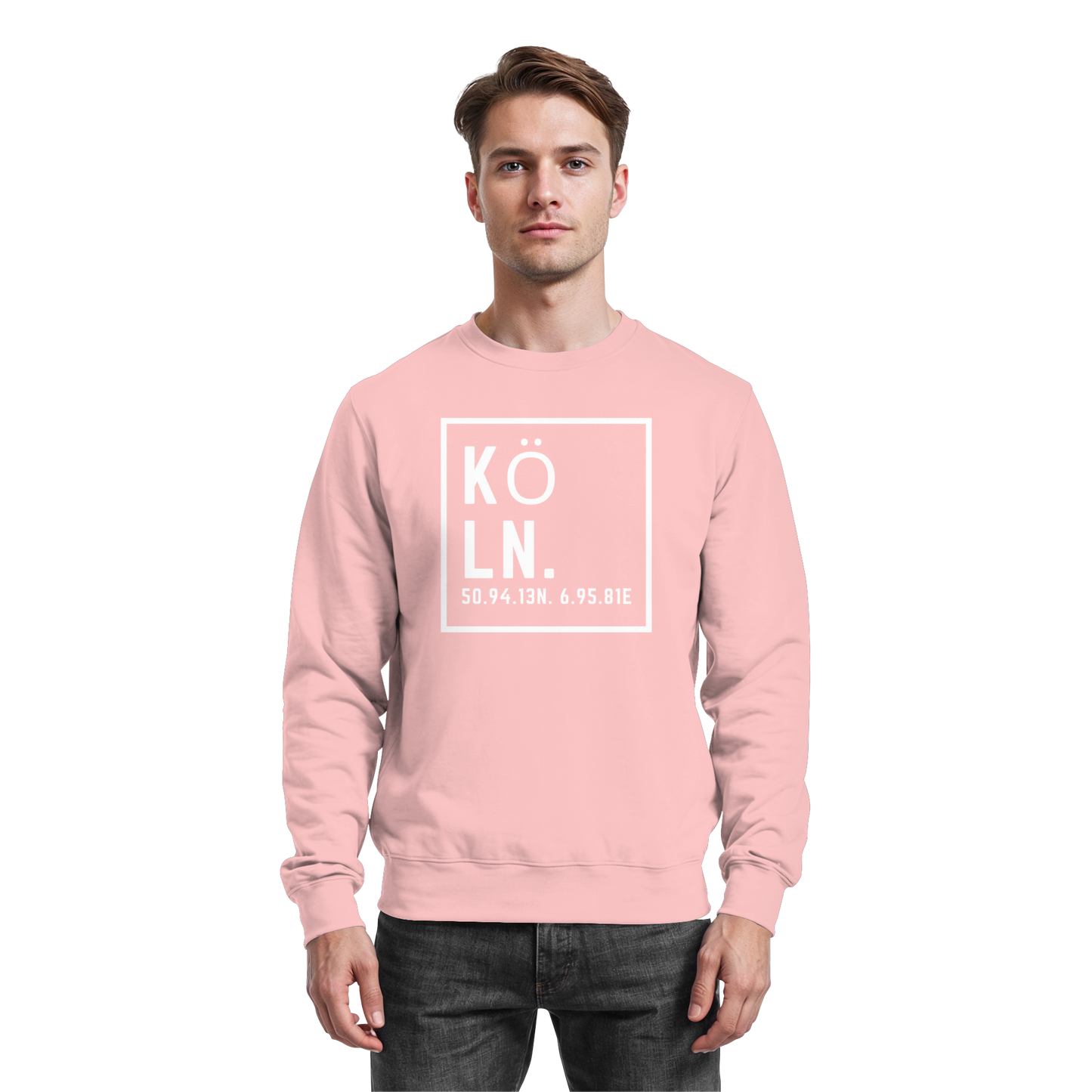 Köln Koordinaten (großer Druck auf der Brust) - Basic Sweatshirt