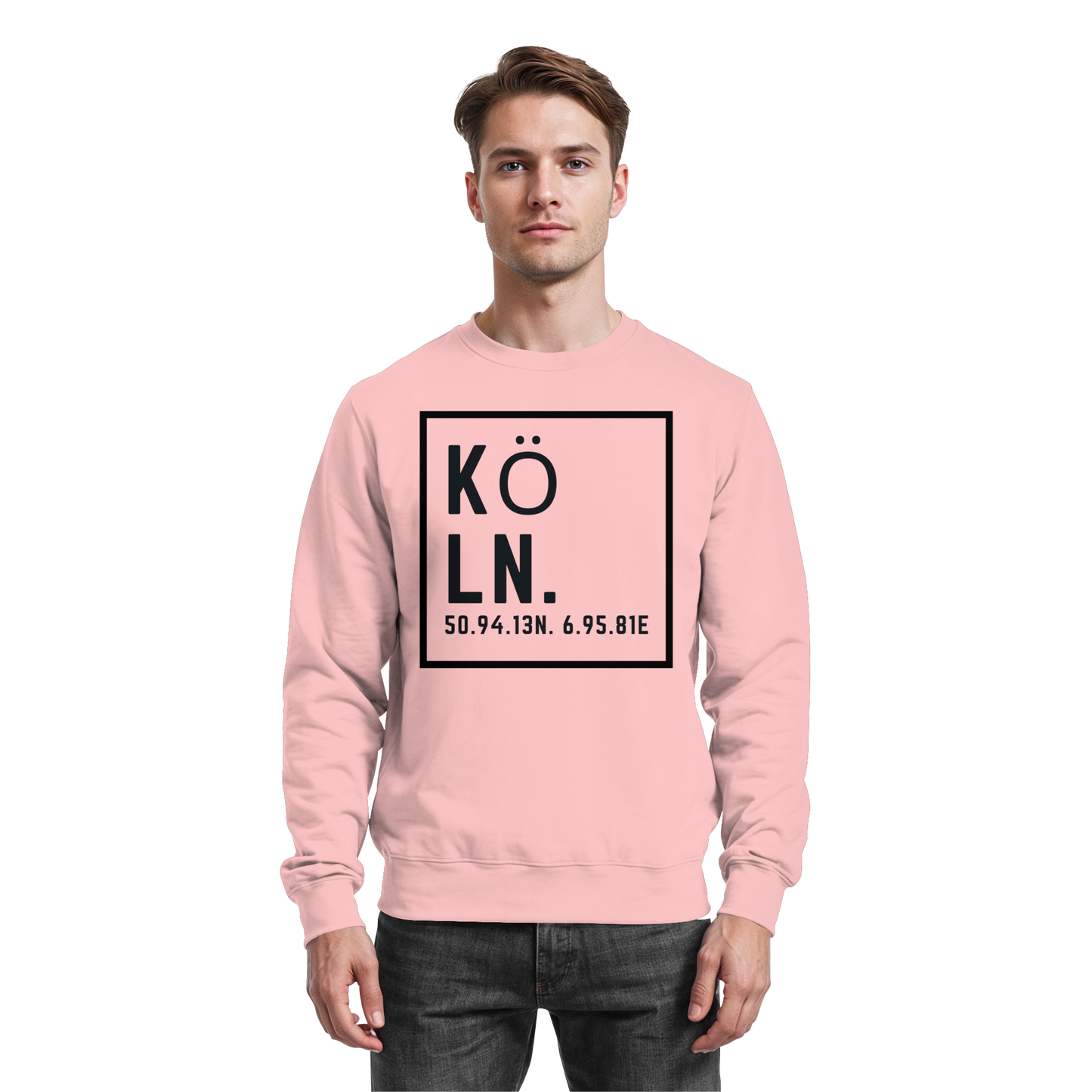 Köln Koordinaten (großer Druck auf der Brust) - Basic Sweatshirt
