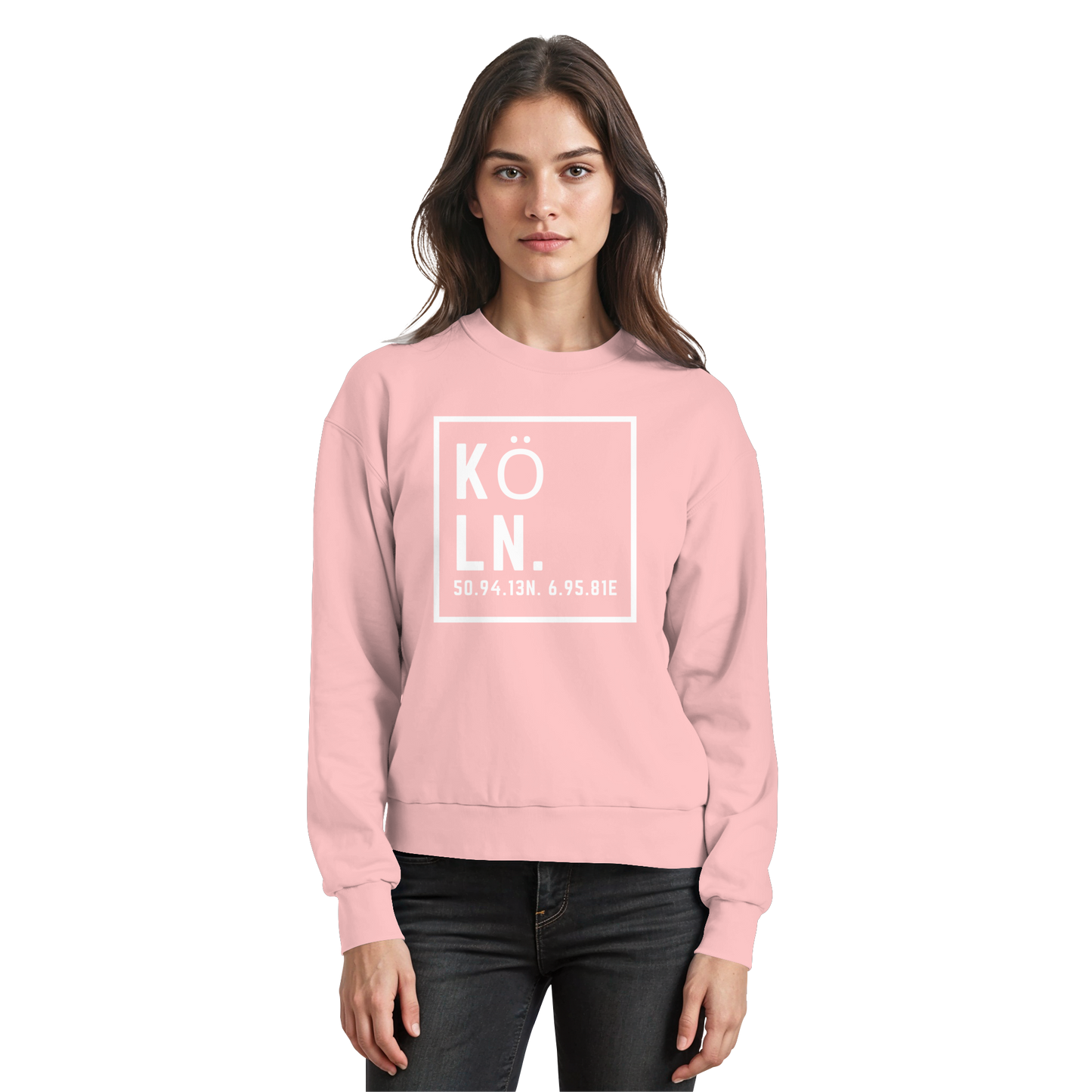 Köln Koordinaten (großer Druck auf der Brust) - Basic Sweatshirt