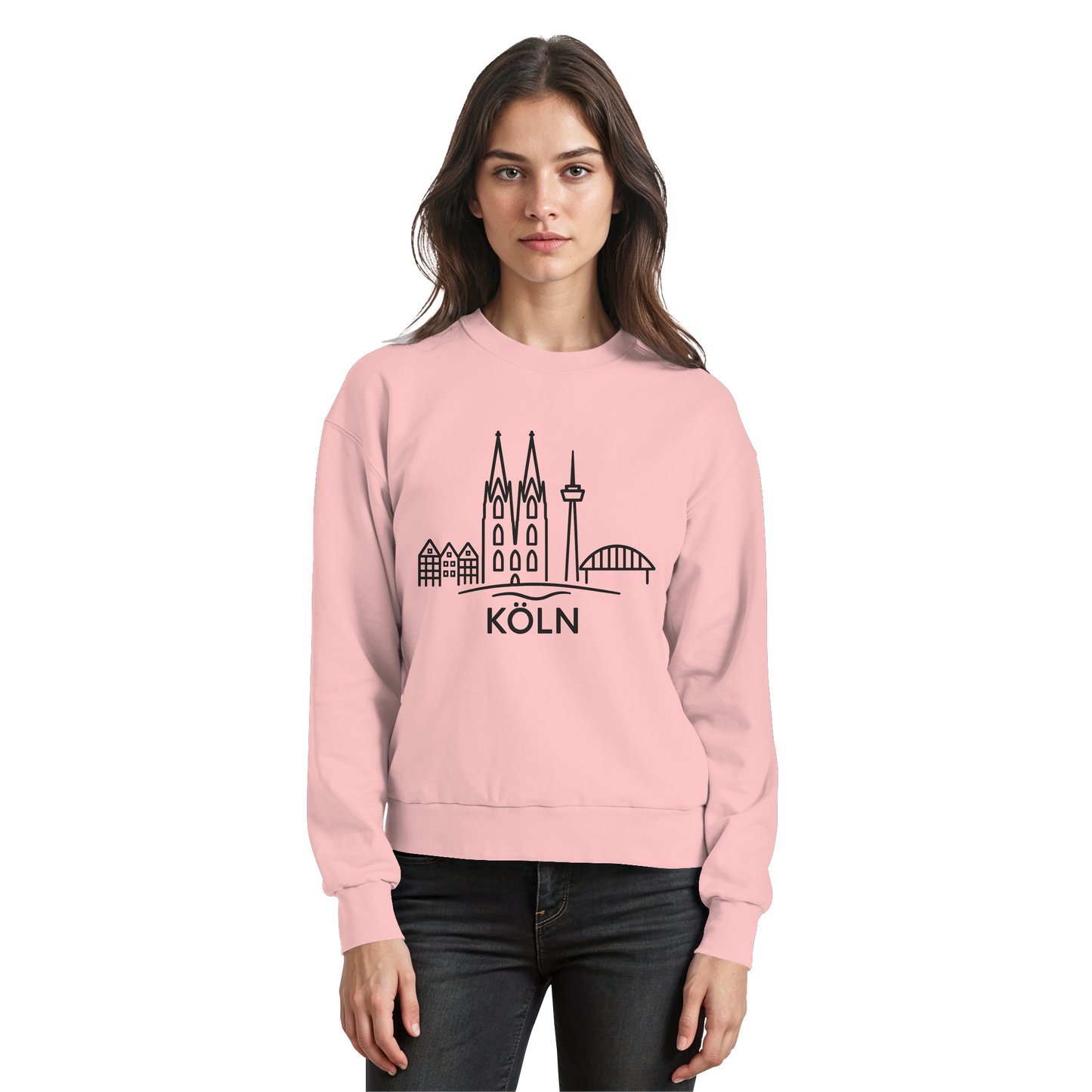 Köln Skyline (großer Druck auf der Brust) - Basic Sweatshirt