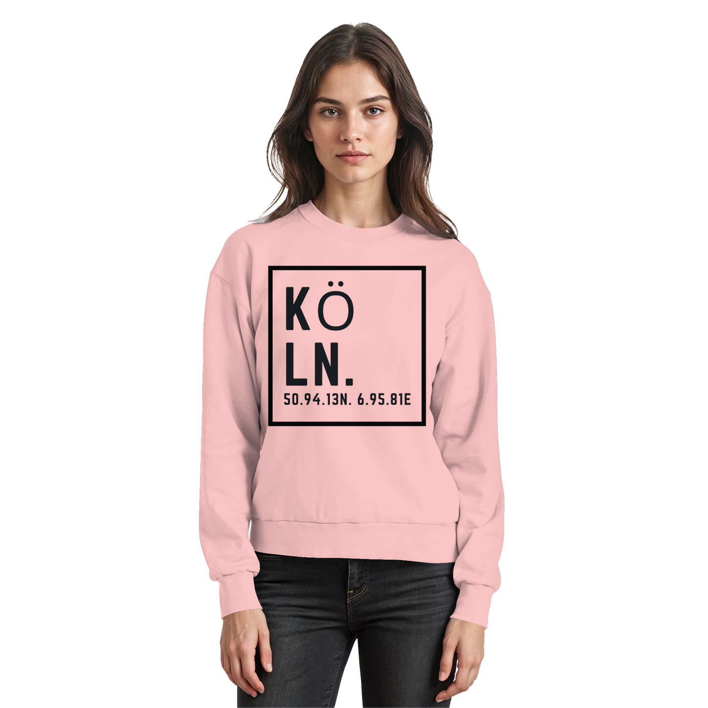 Köln Koordinaten (großer Druck auf der Brust) - Basic Sweatshirt