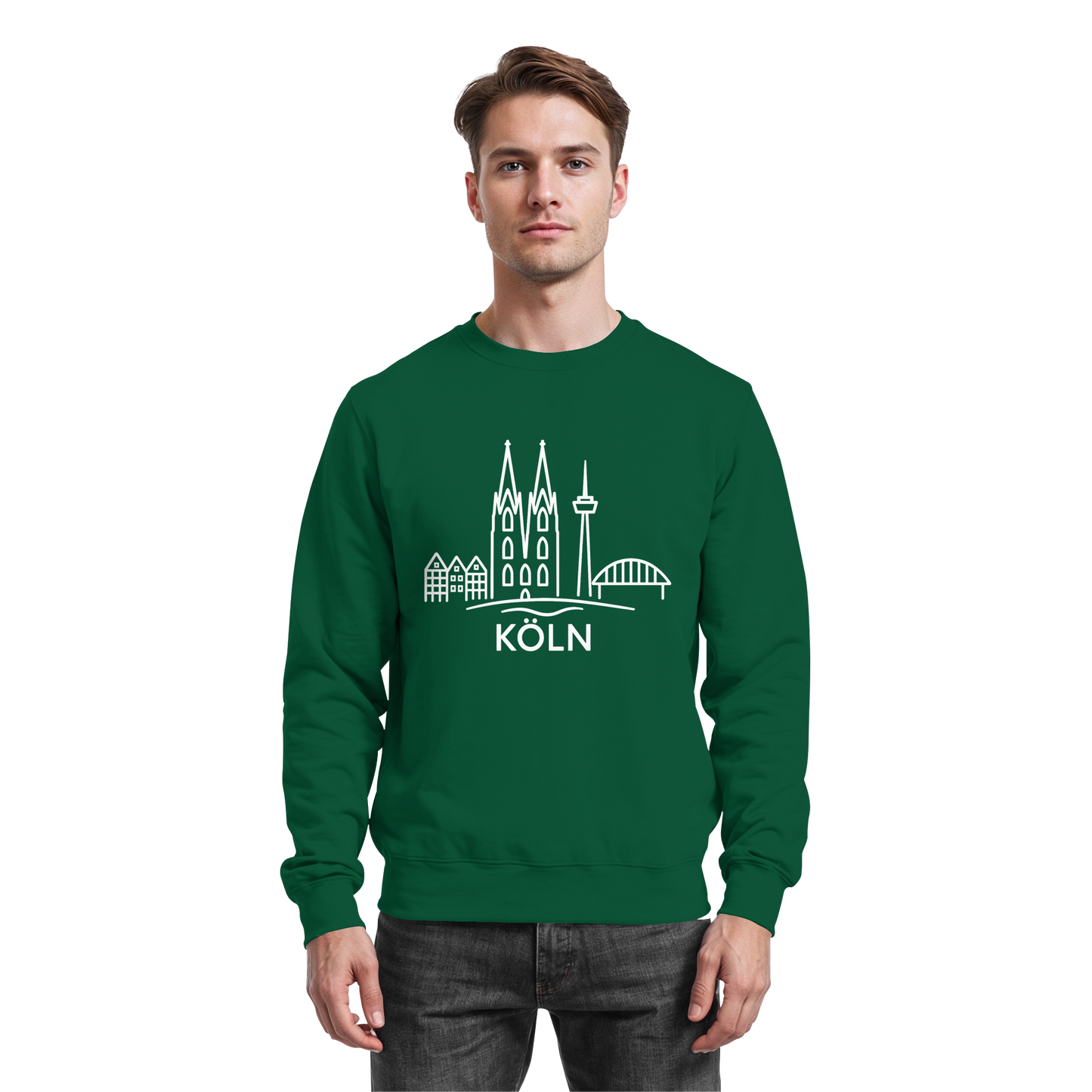 Köln Skyline (großer Druck auf der Brust) - Basic Sweatshirt