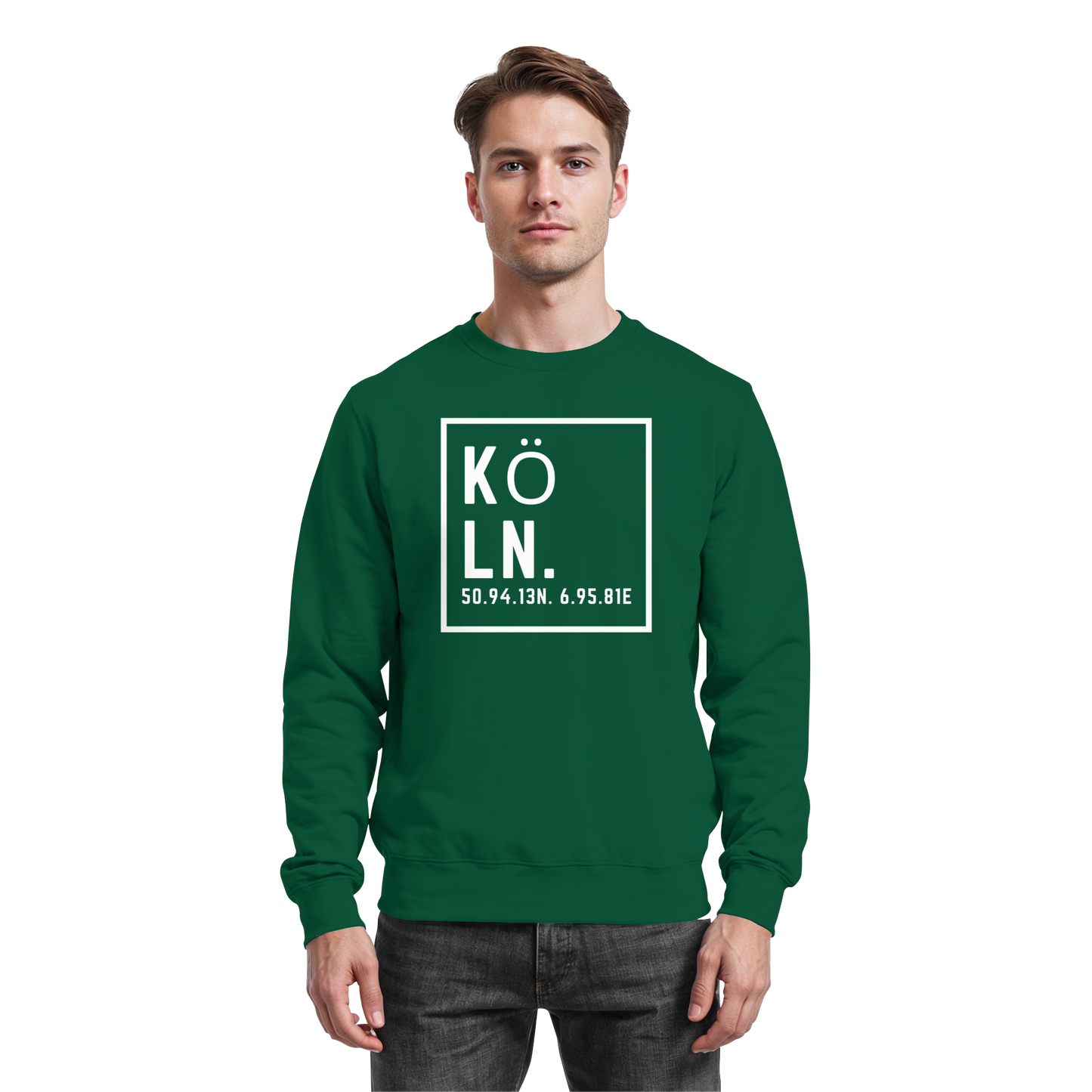 Köln Koordinaten (großer Druck auf der Brust) - Basic Sweatshirt