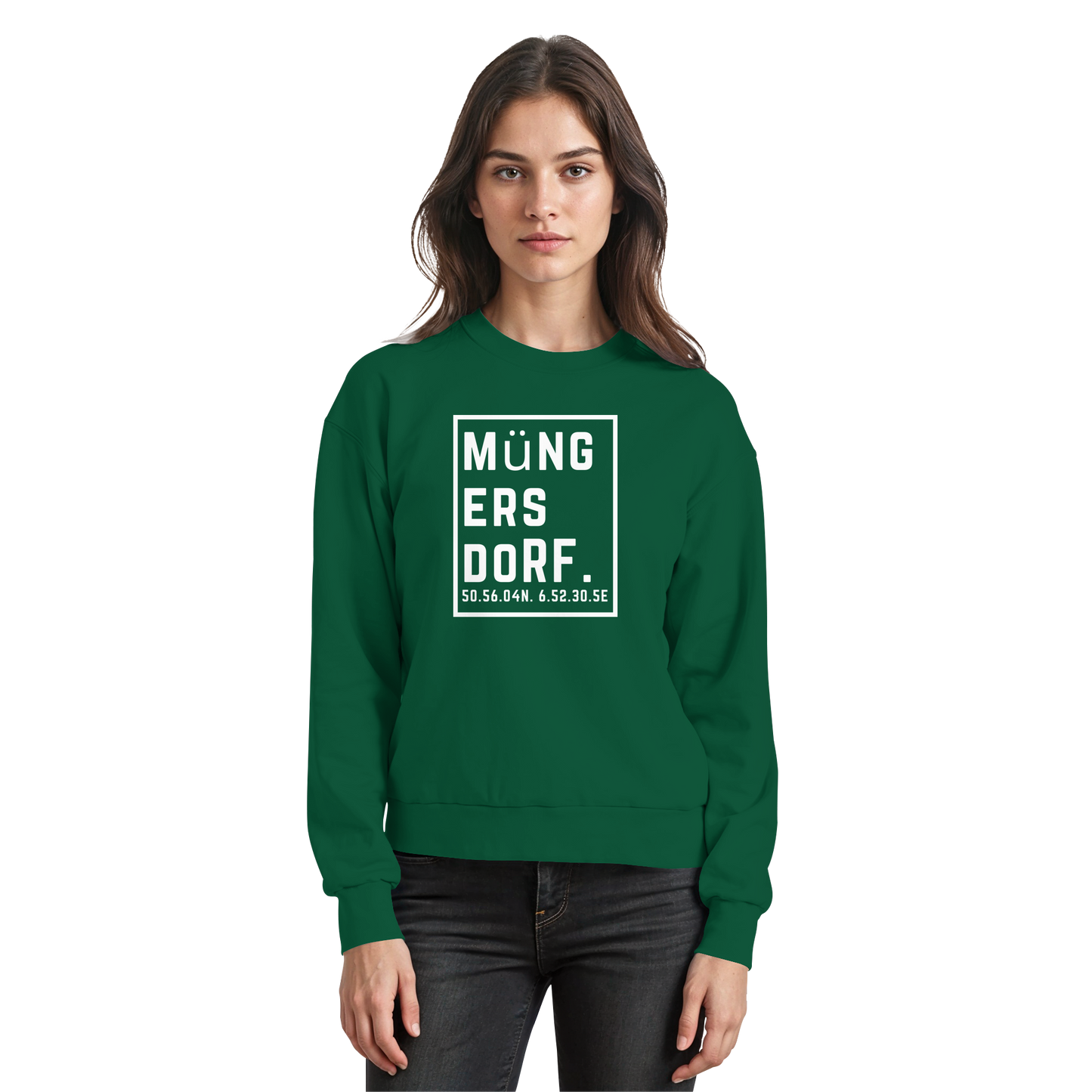 Müngersdorf Koordinaten (großer Druck auf der Brust) - Basic Sweatshirt